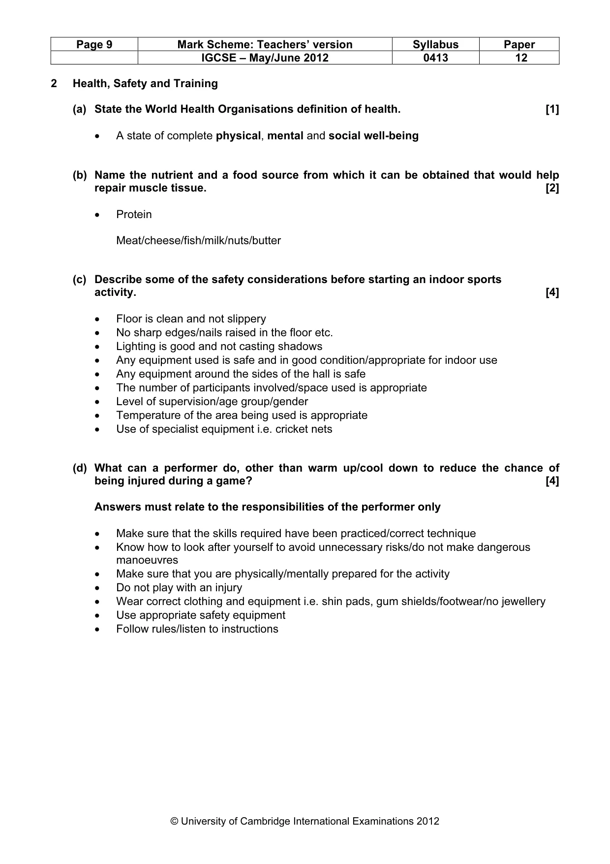 Mark scheme, page 9 of 12