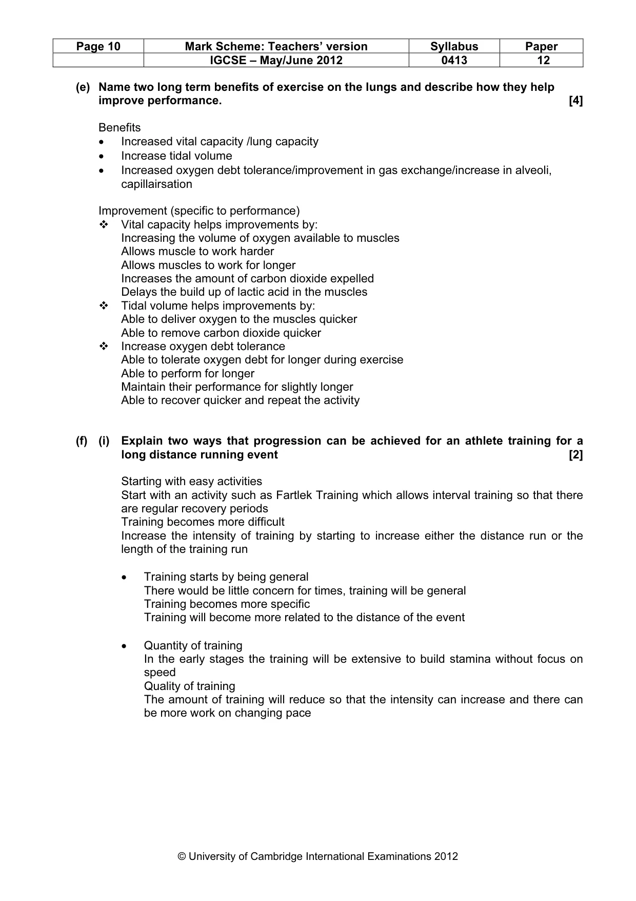 Mark scheme, page 10 of 12