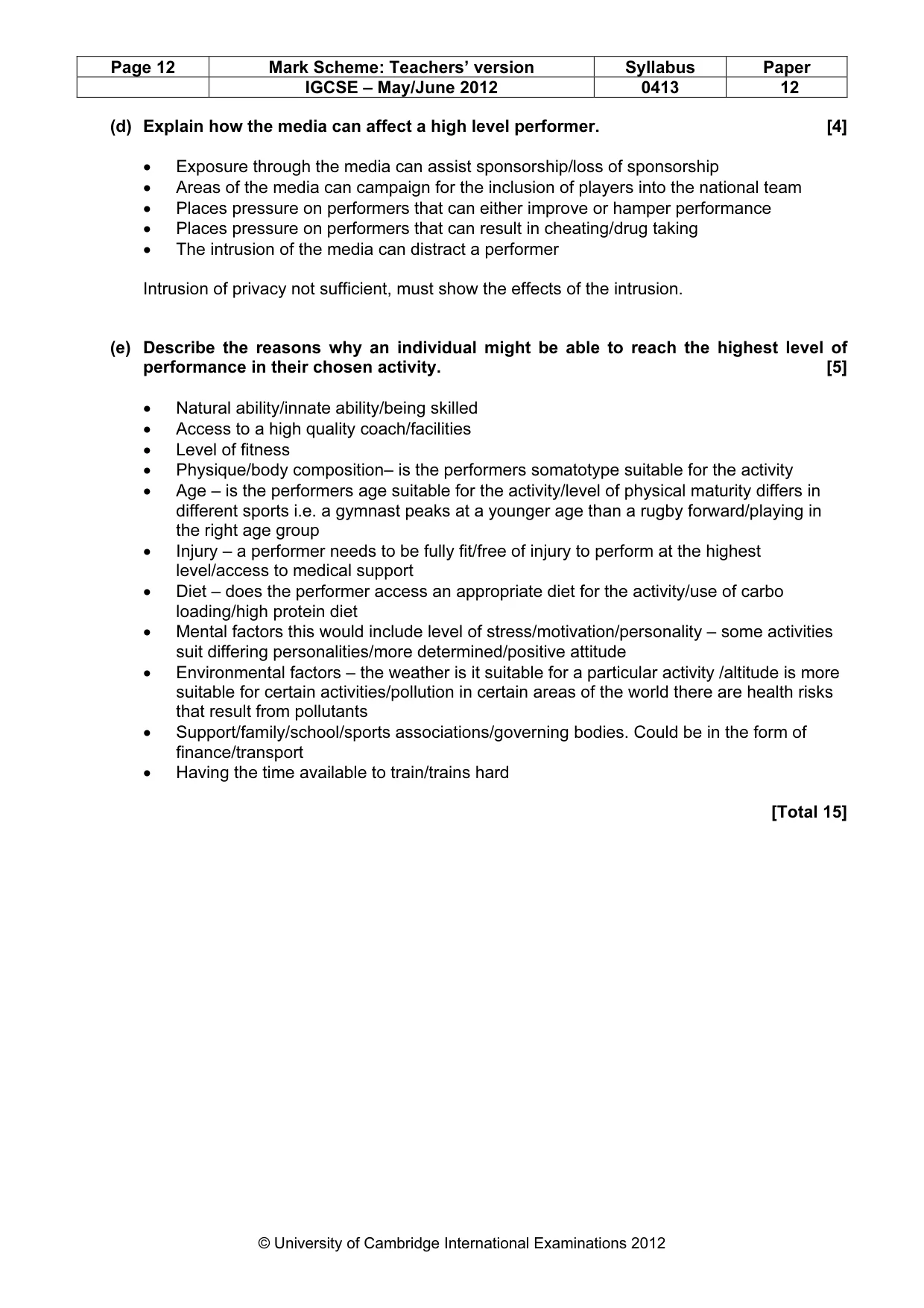 Mark scheme, page 12 of 12