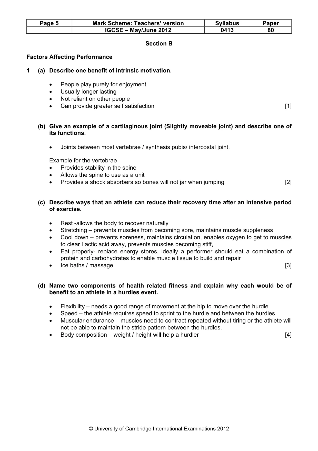 Mark scheme, page 5 of 12