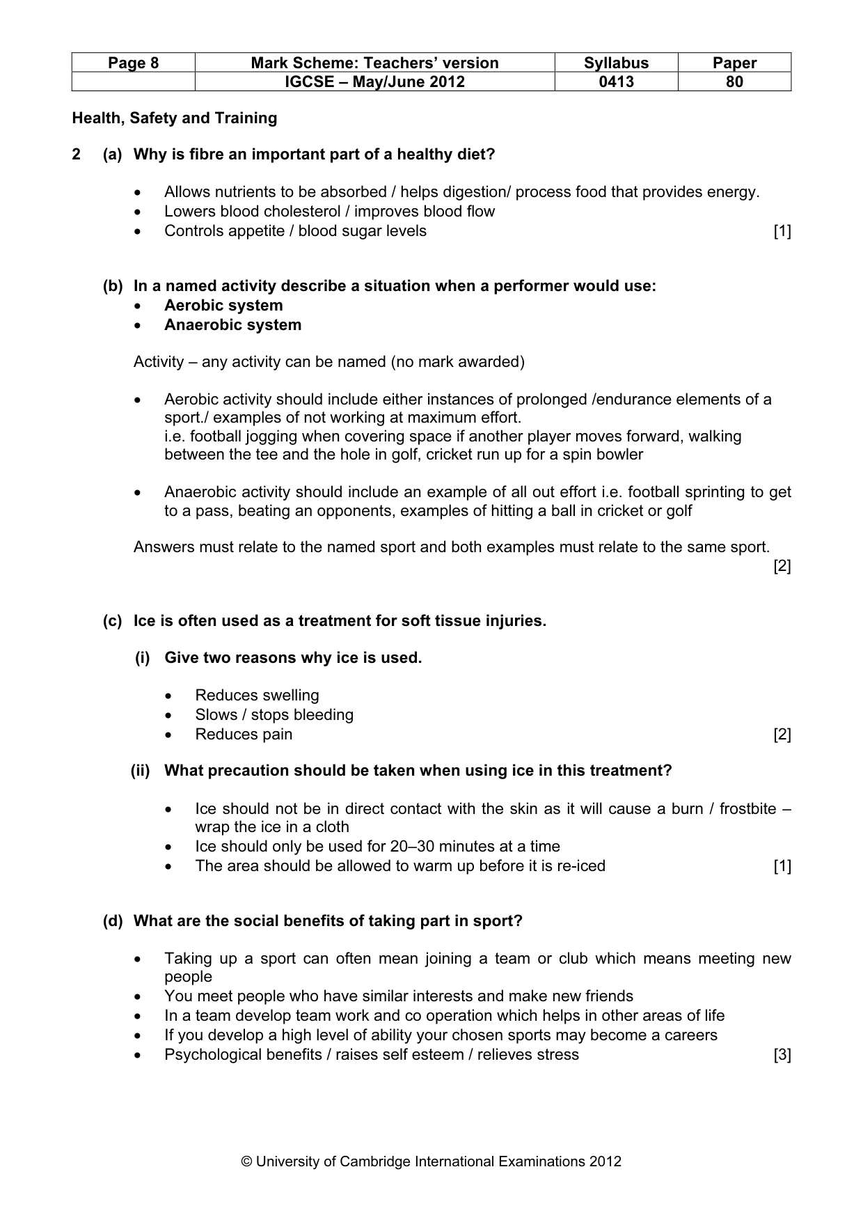 Mark scheme, page 8 of 12