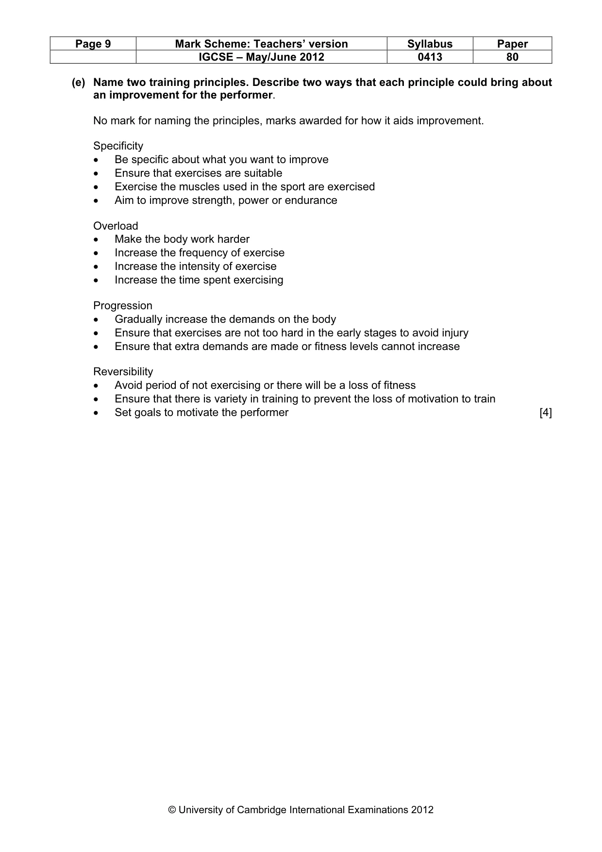 Mark scheme, page 9 of 12