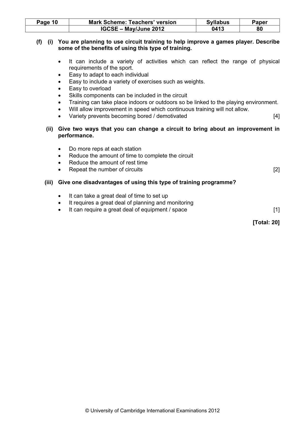 Mark scheme, page 10 of 12