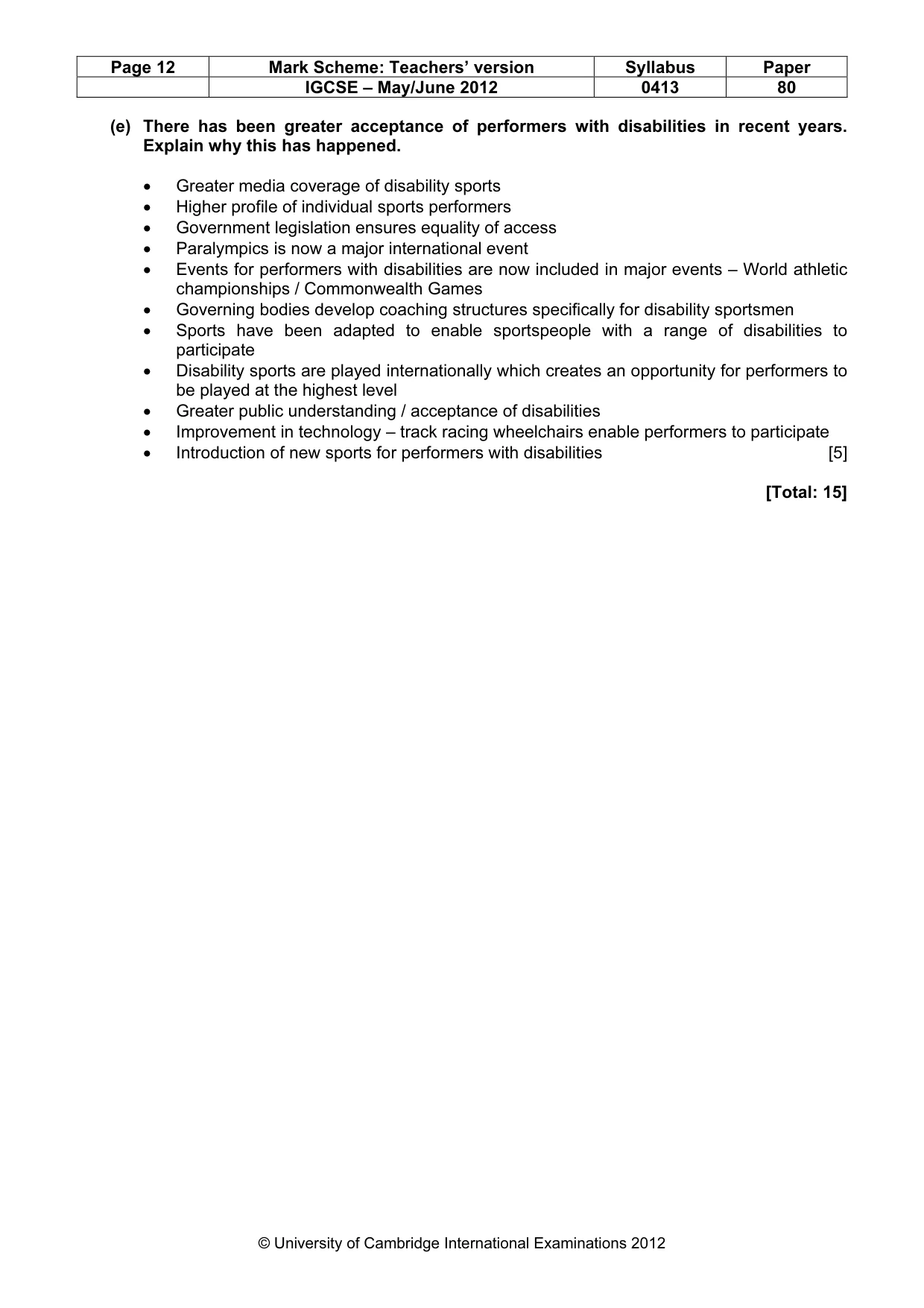 Mark scheme, page 12 of 12