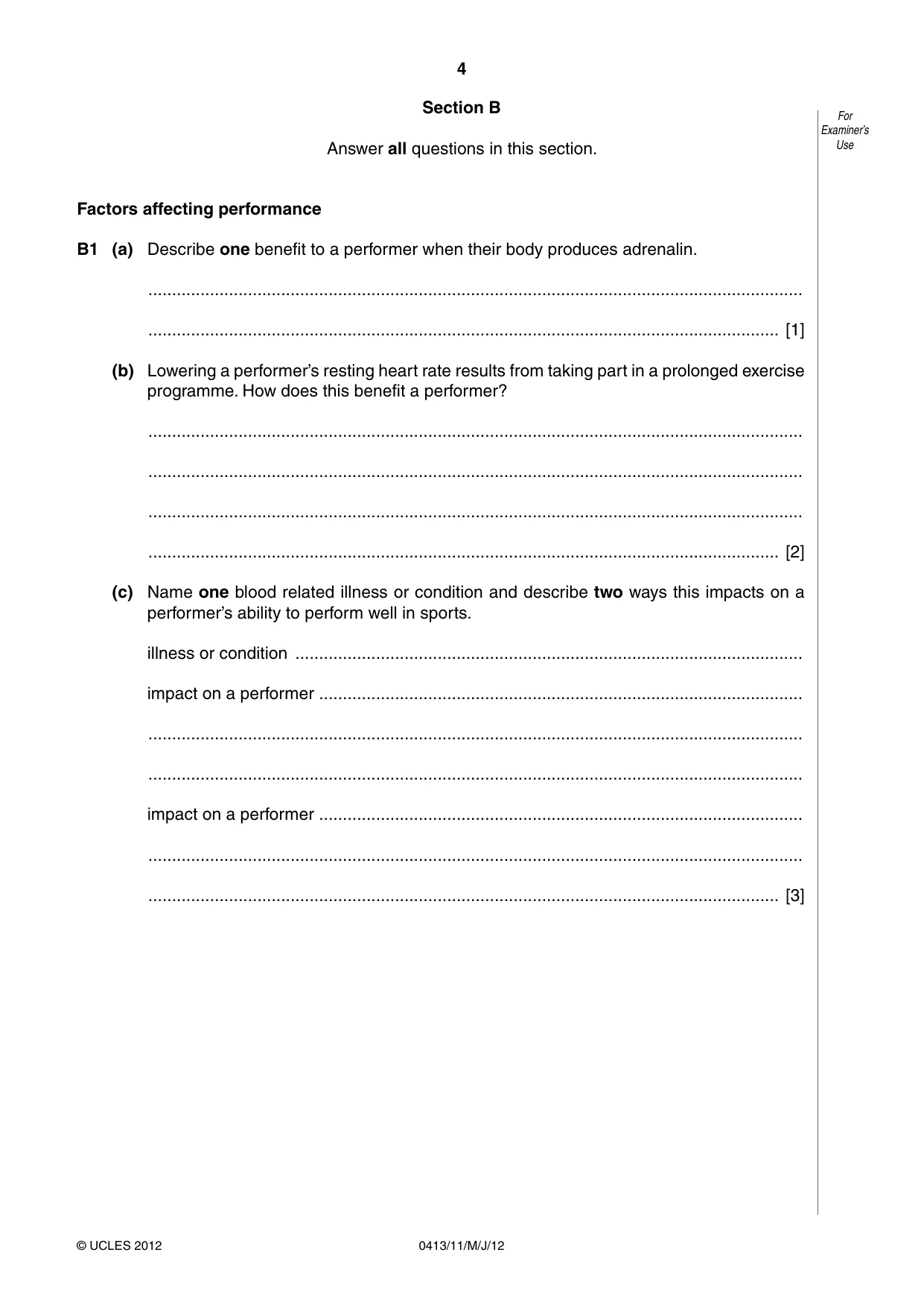 Cambridge IGCSE Physical Education 0413 2012 May/June Paper 1 · Variant 1 question paper, page 4 of 12