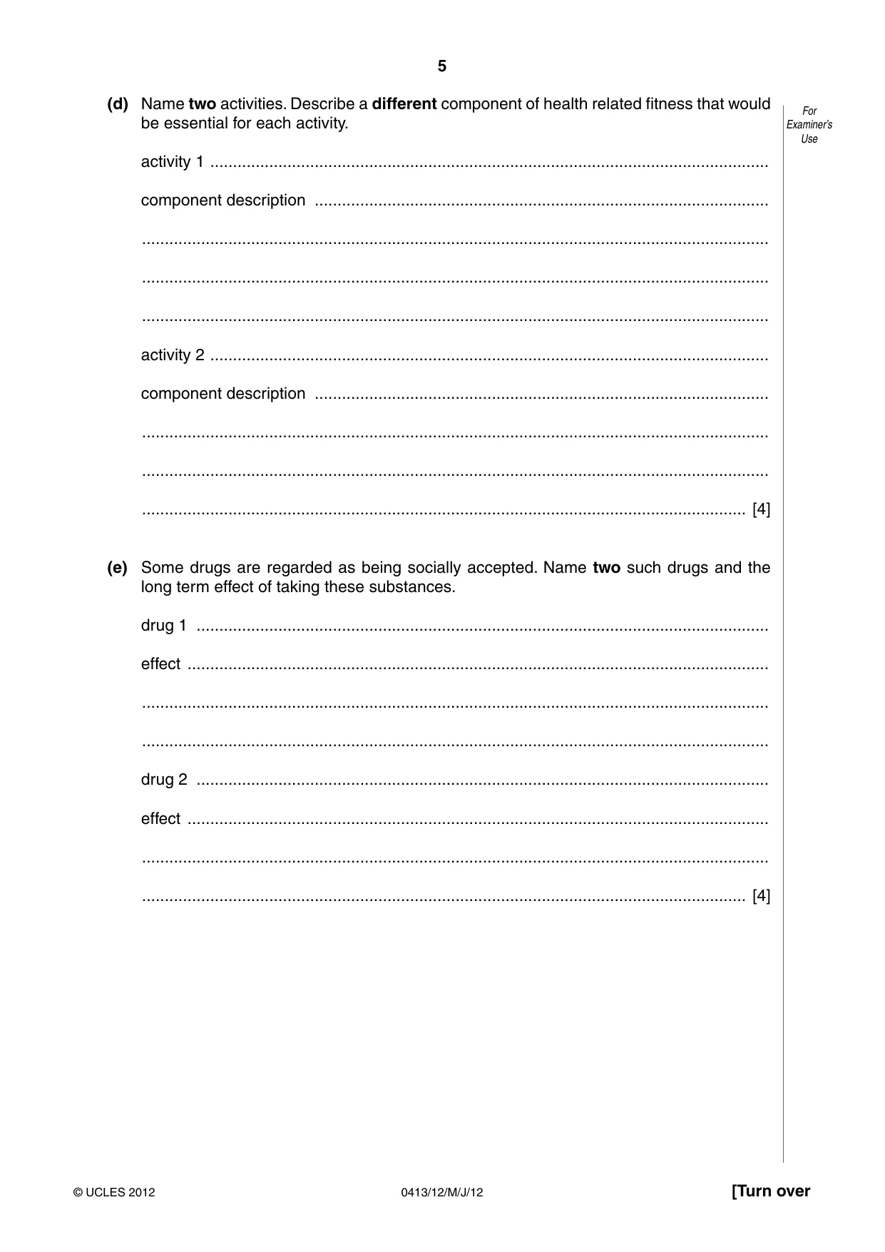 Cambridge IGCSE Physical Education 0413 2012 May/June Paper 1 · Variant 2 question paper, page 5 of 12