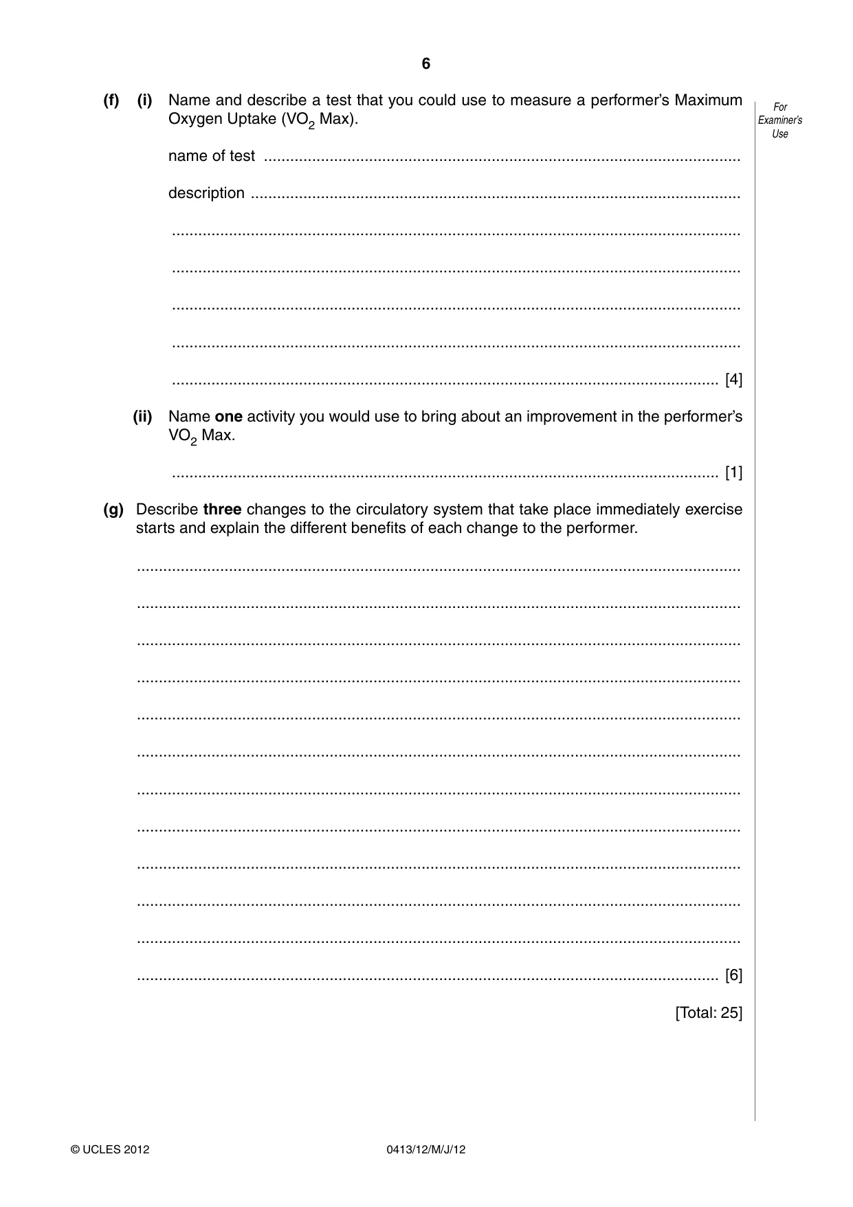 Cambridge IGCSE Physical Education 0413 2012 May/June Paper 1 · Variant 2 question paper, page 6 of 12