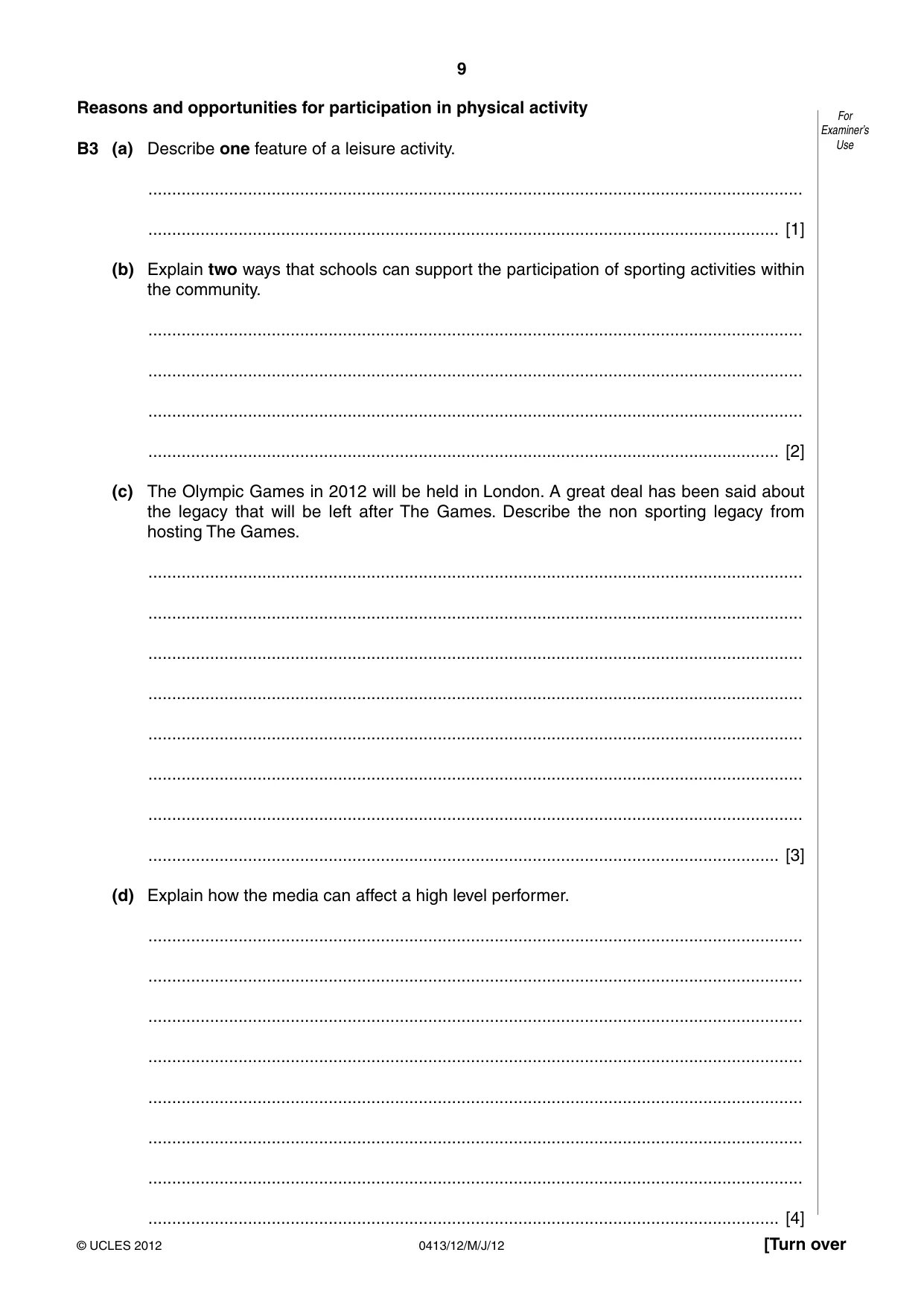 Cambridge IGCSE Physical Education 0413 2012 May/June Paper 1 · Variant 2 question paper, page 9 of 12