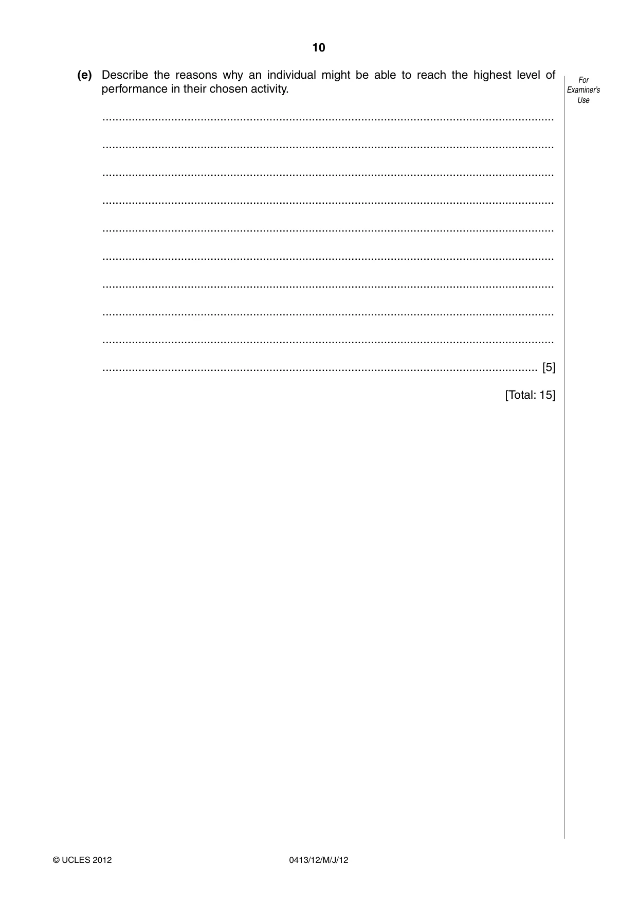 Cambridge IGCSE Physical Education 0413 2012 May/June Paper 1 · Variant 2 question paper, page 10 of 12