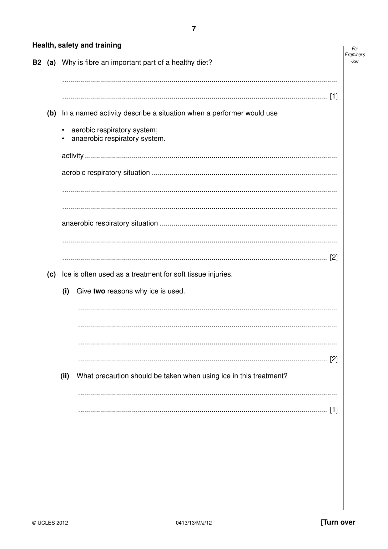 Cambridge IGCSE Physical Education 0413 2012 May/June Paper 1 · Variant 3 question paper, page 7 of 12