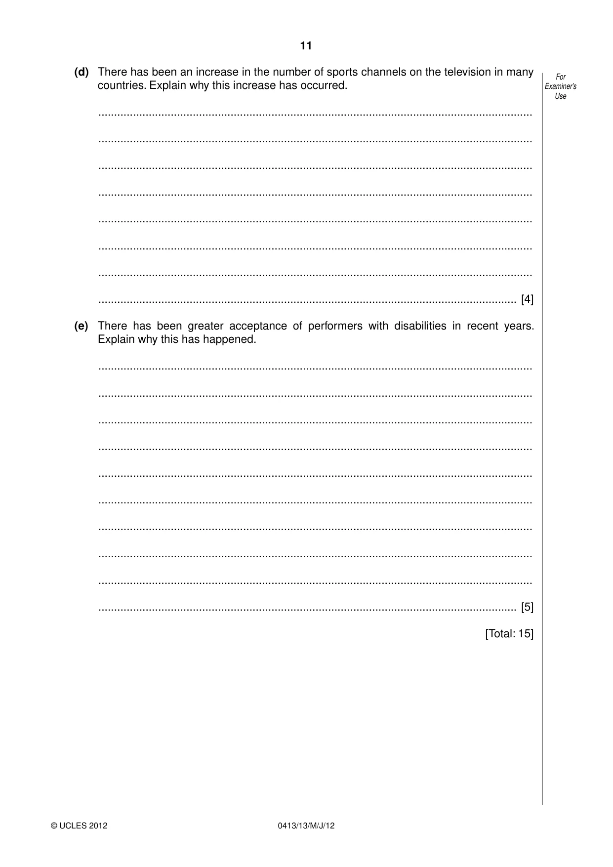 Cambridge IGCSE Physical Education 0413 2012 May/June Paper 1 · Variant 3 question paper, page 11 of 12