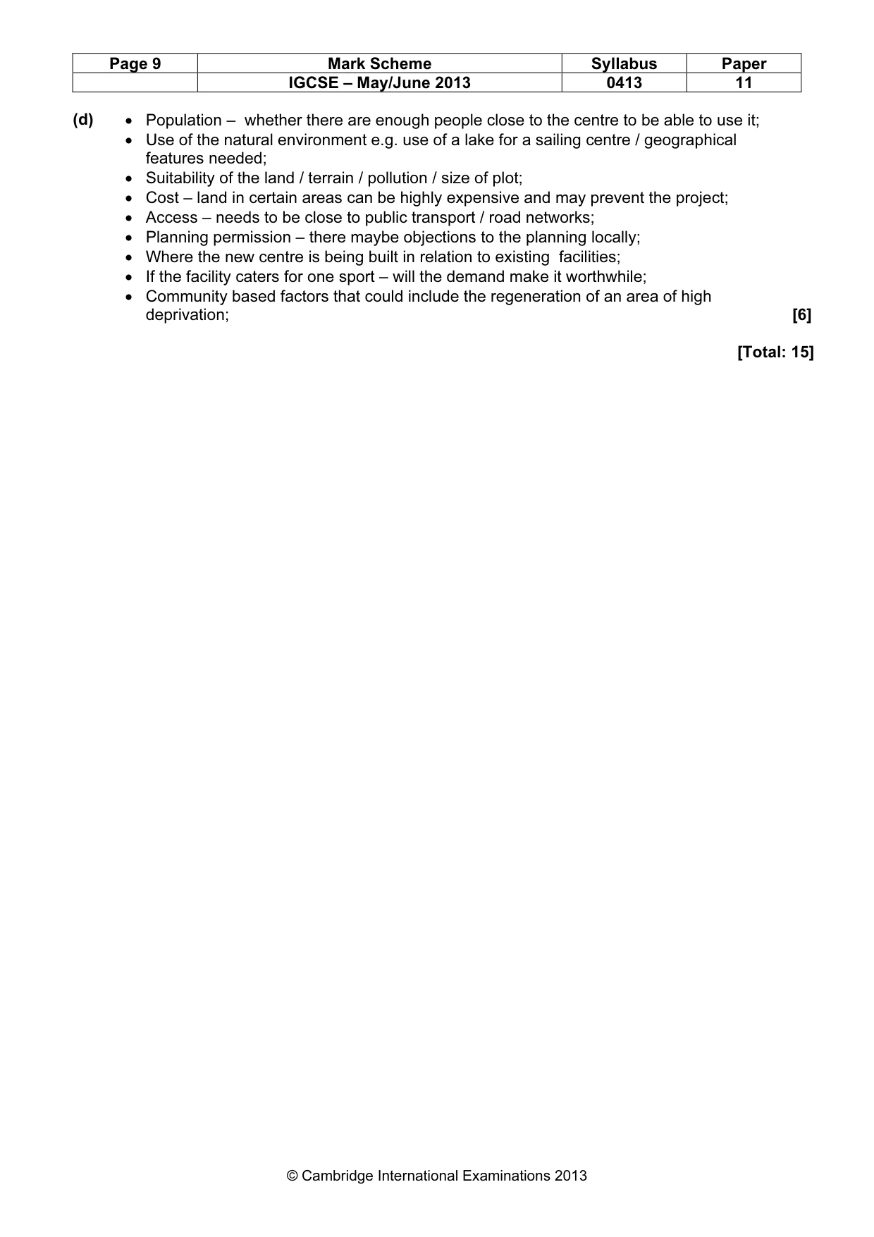 Mark scheme, page 9 of 9