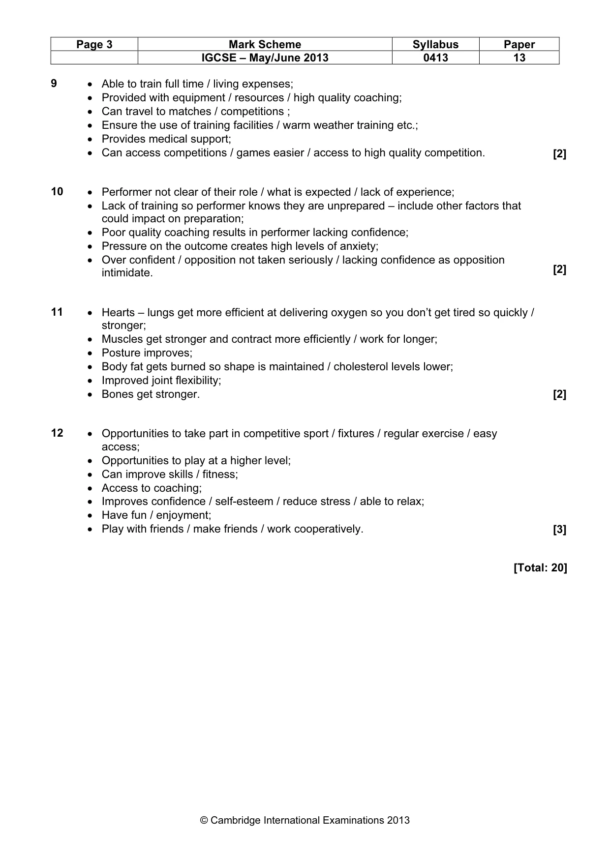 Mark scheme, page 3 of 9