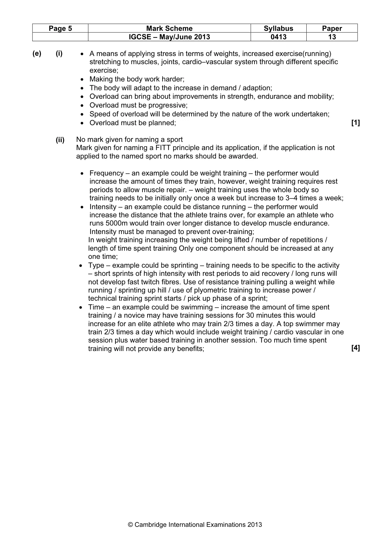 Mark scheme, page 5 of 9