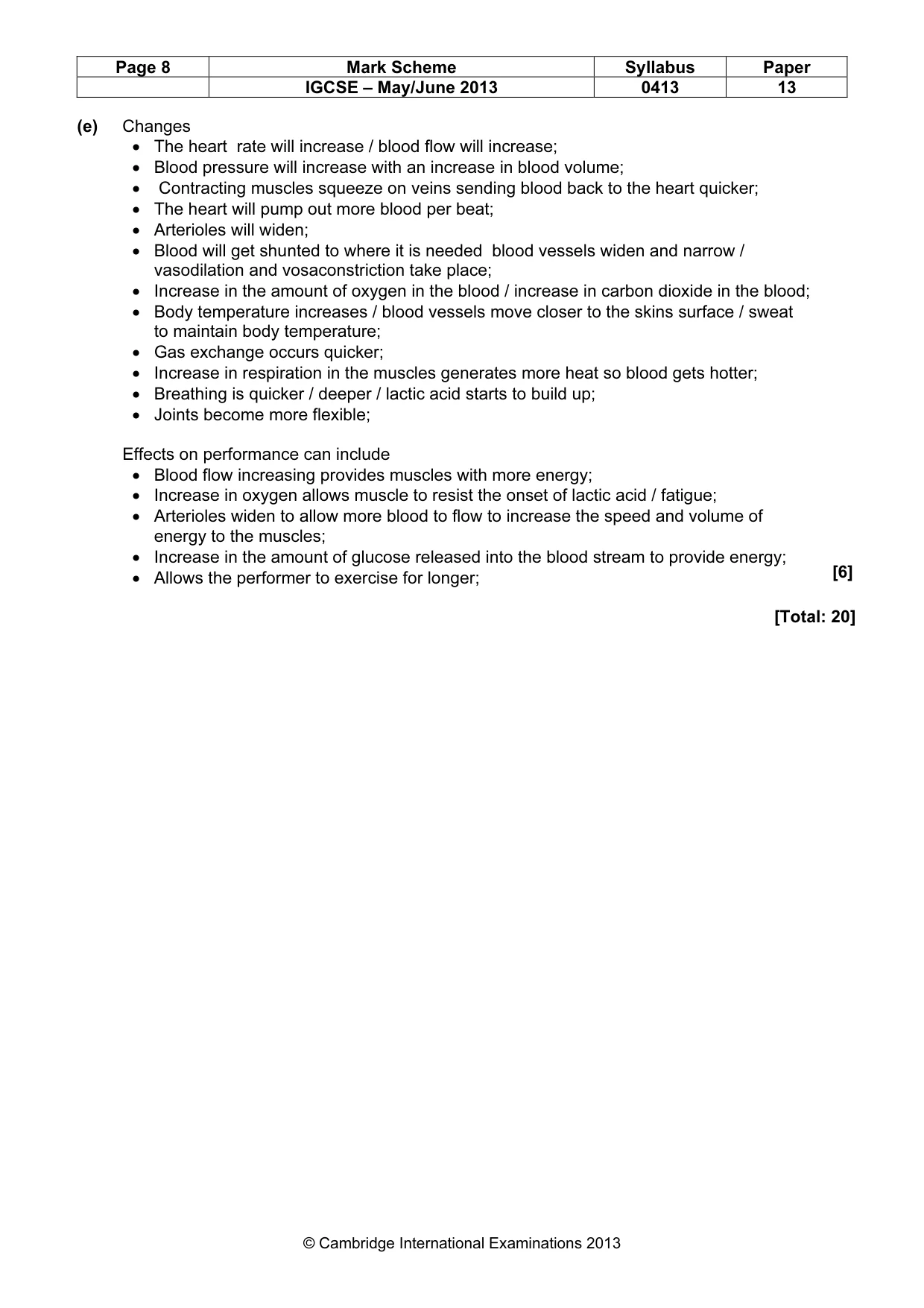 Mark scheme, page 8 of 9