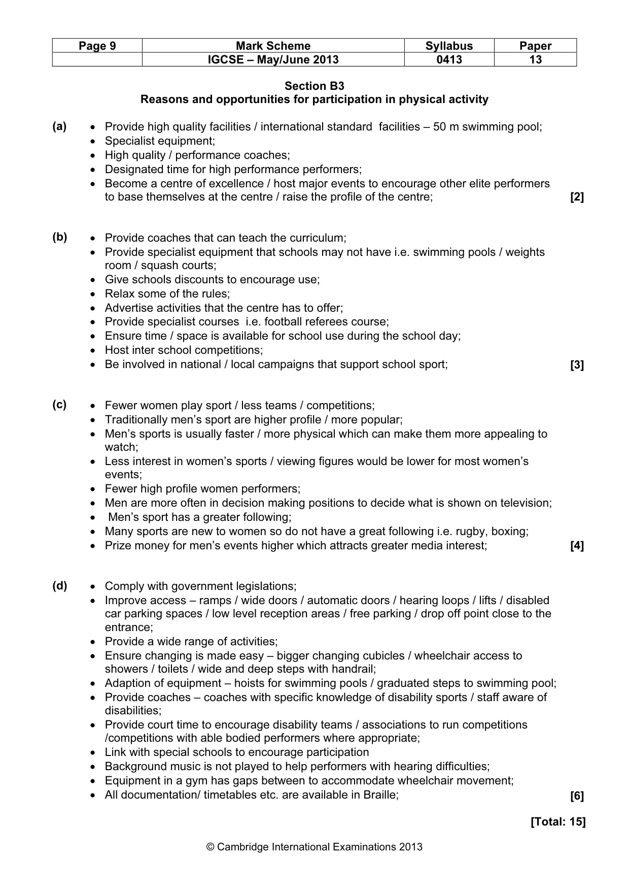Mark scheme, page 9 of 9
