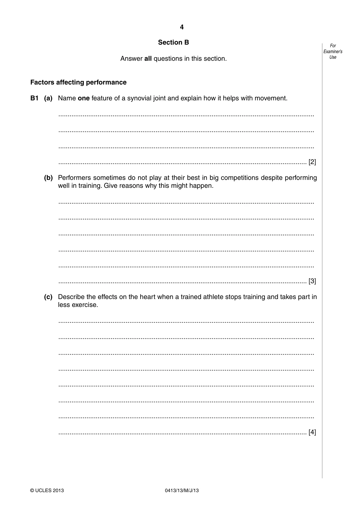 Cambridge IGCSE Physical Education 0413 2013 May/June Paper 1 · Variant 3 question paper, page 4 of 12