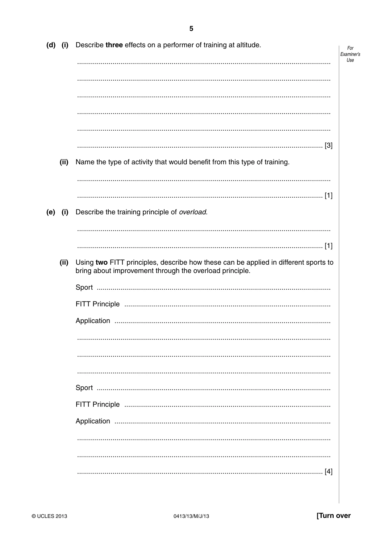 Cambridge IGCSE Physical Education 0413 2013 May/June Paper 1 · Variant 3 question paper, page 5 of 12