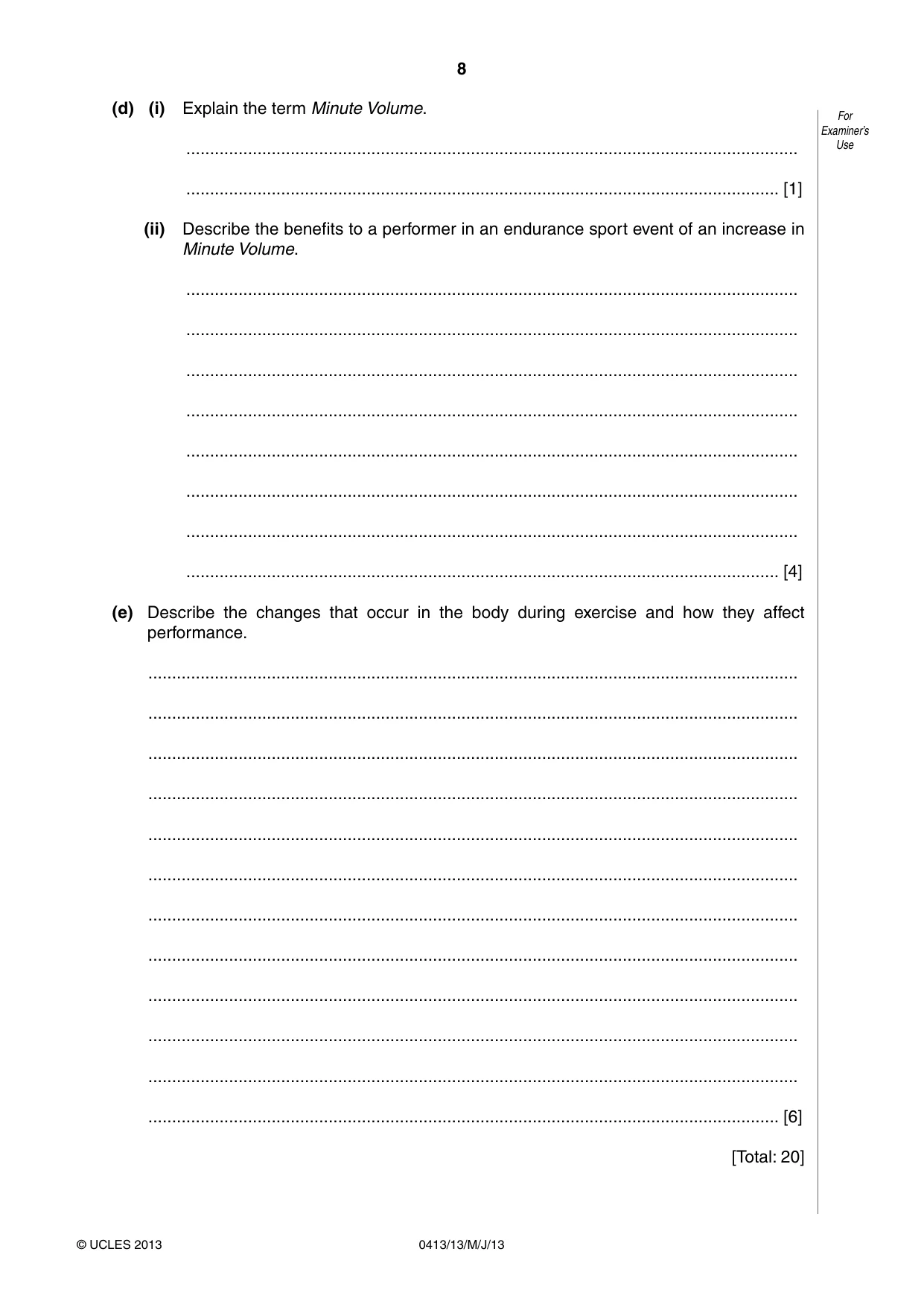 Cambridge IGCSE Physical Education 0413 2013 May/June Paper 1 · Variant 3 question paper, page 8 of 12