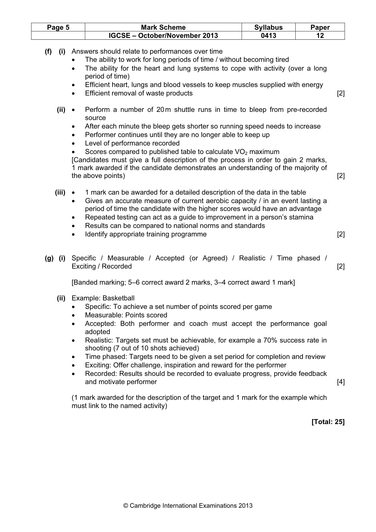 Mark scheme, page 5 of 9