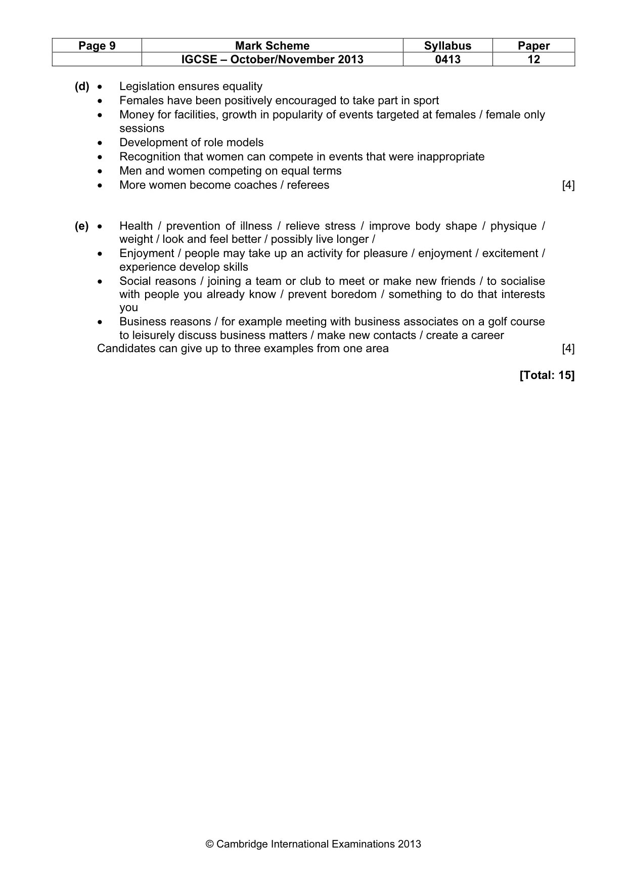 Mark scheme, page 9 of 9