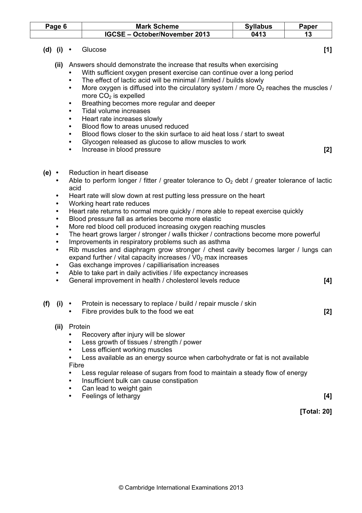 Mark scheme, page 6 of 8