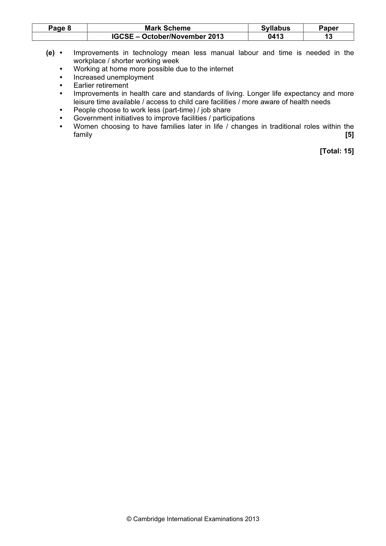Mark scheme, page 8 of 8