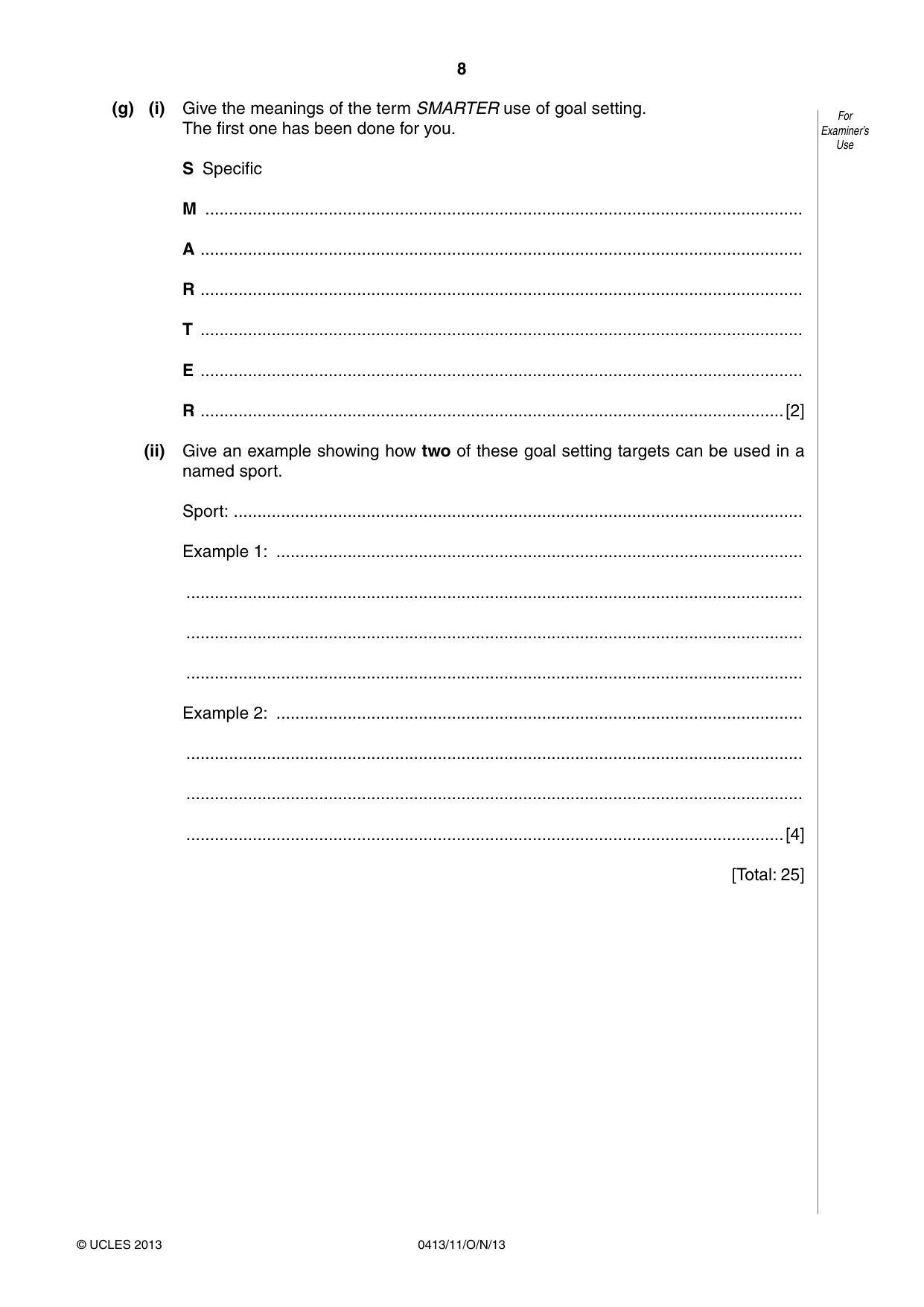 Cambridge IGCSE Physical Education 0413 2013 Oct/Nov Paper 1 · Variant 1 question paper, page 8 of 12