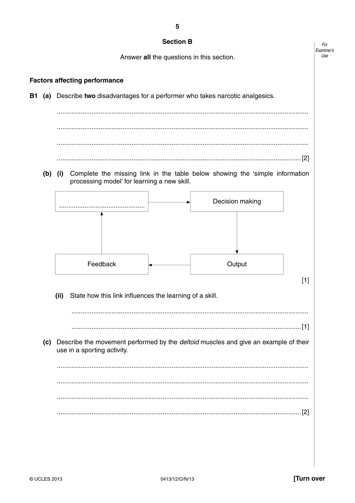 Cambridge IGCSE Physical Education 0413 2013 Oct/Nov Paper 1 · Variant 2 question paper, page 5 of 12