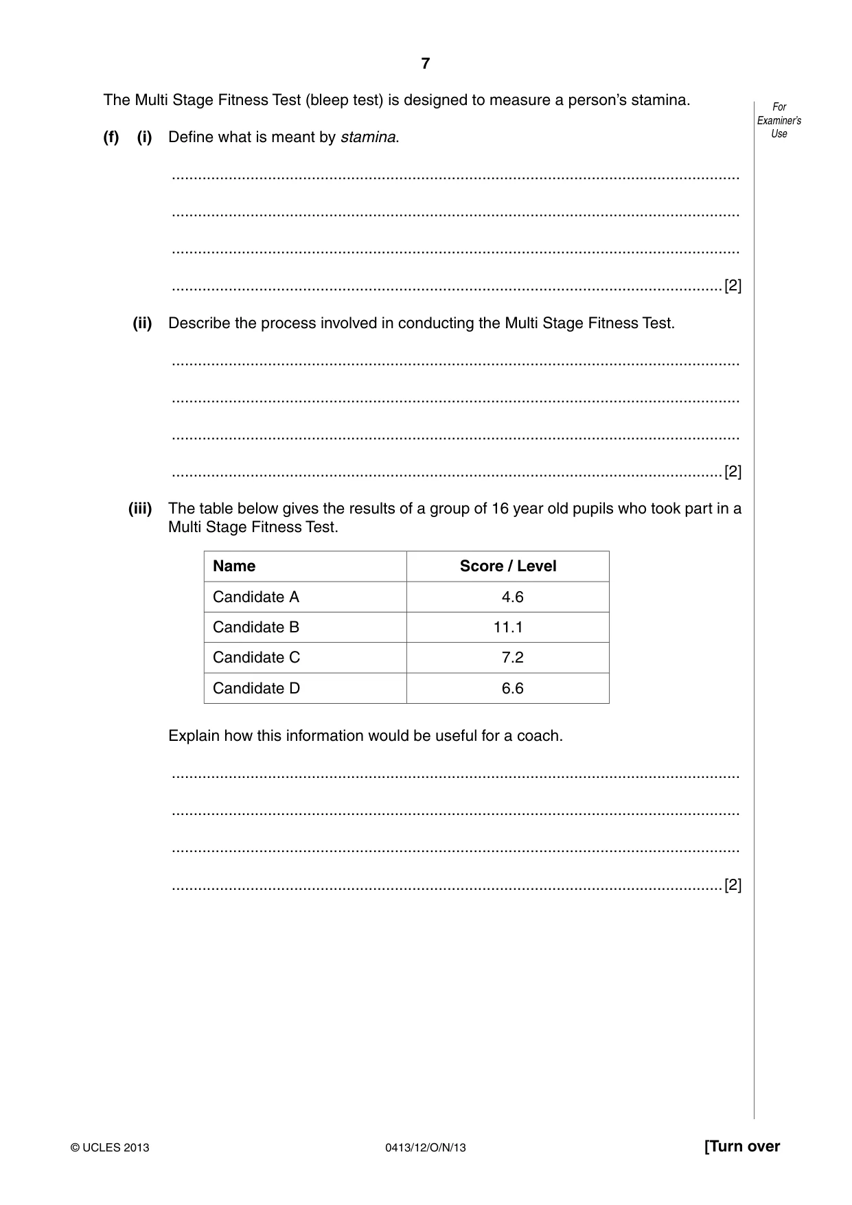Cambridge IGCSE Physical Education 0413 2013 Oct/Nov Paper 1 · Variant 2 question paper, page 7 of 12