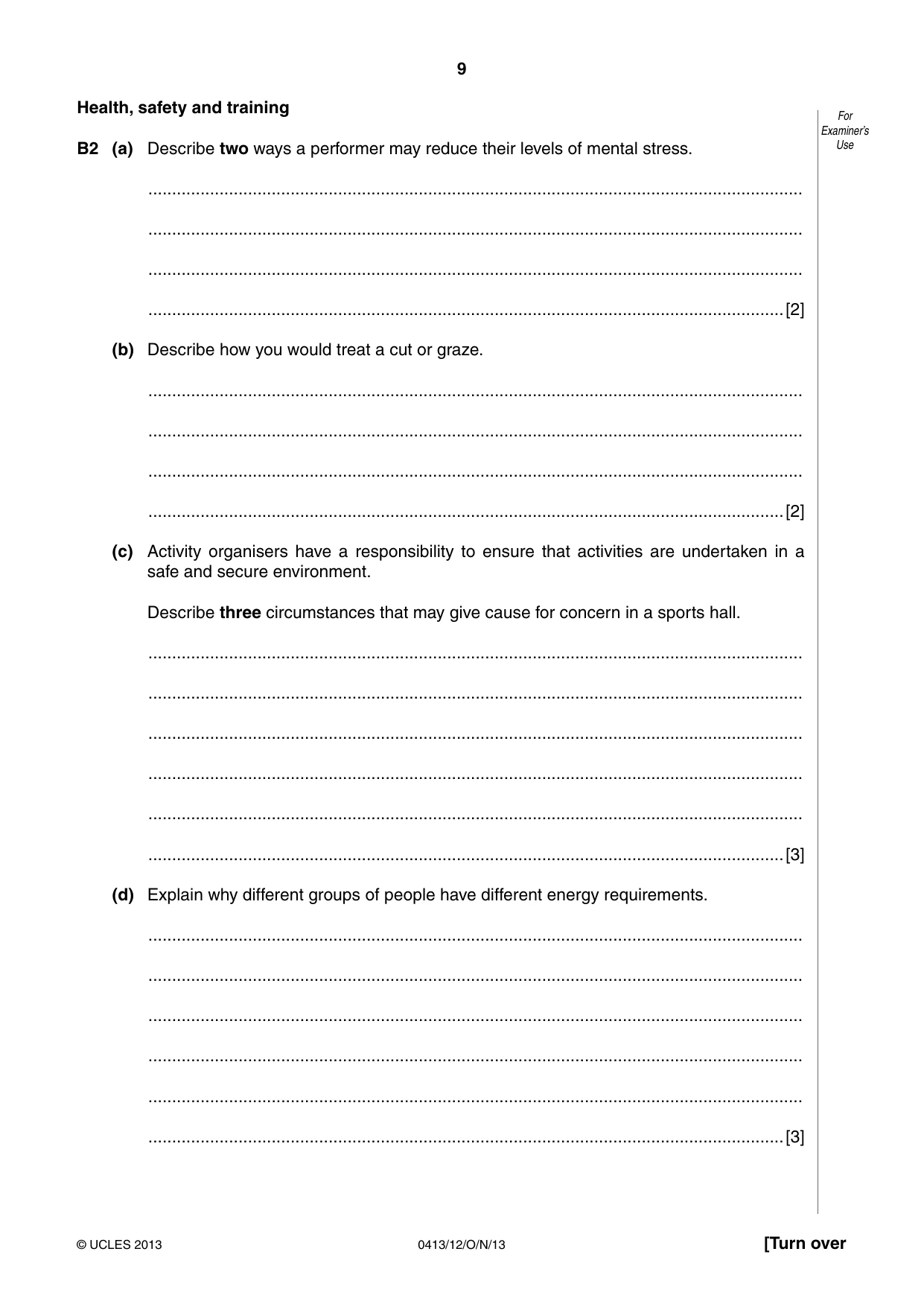 Cambridge IGCSE Physical Education 0413 2013 Oct/Nov Paper 1 · Variant 2 question paper, page 9 of 12