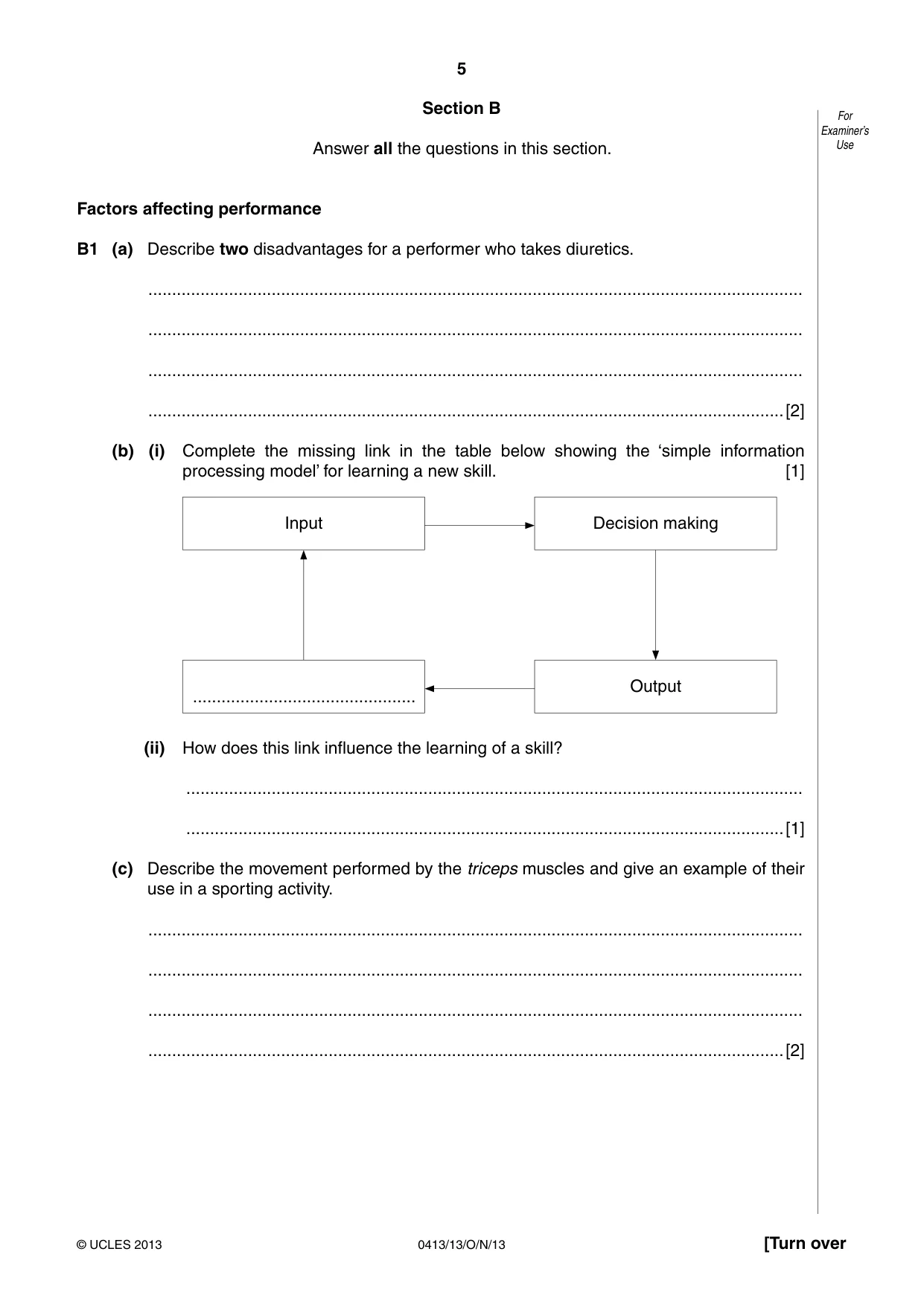 Cambridge IGCSE Physical Education 0413 2013 Oct/Nov Paper 1 · Variant 3 question paper, page 5 of 12