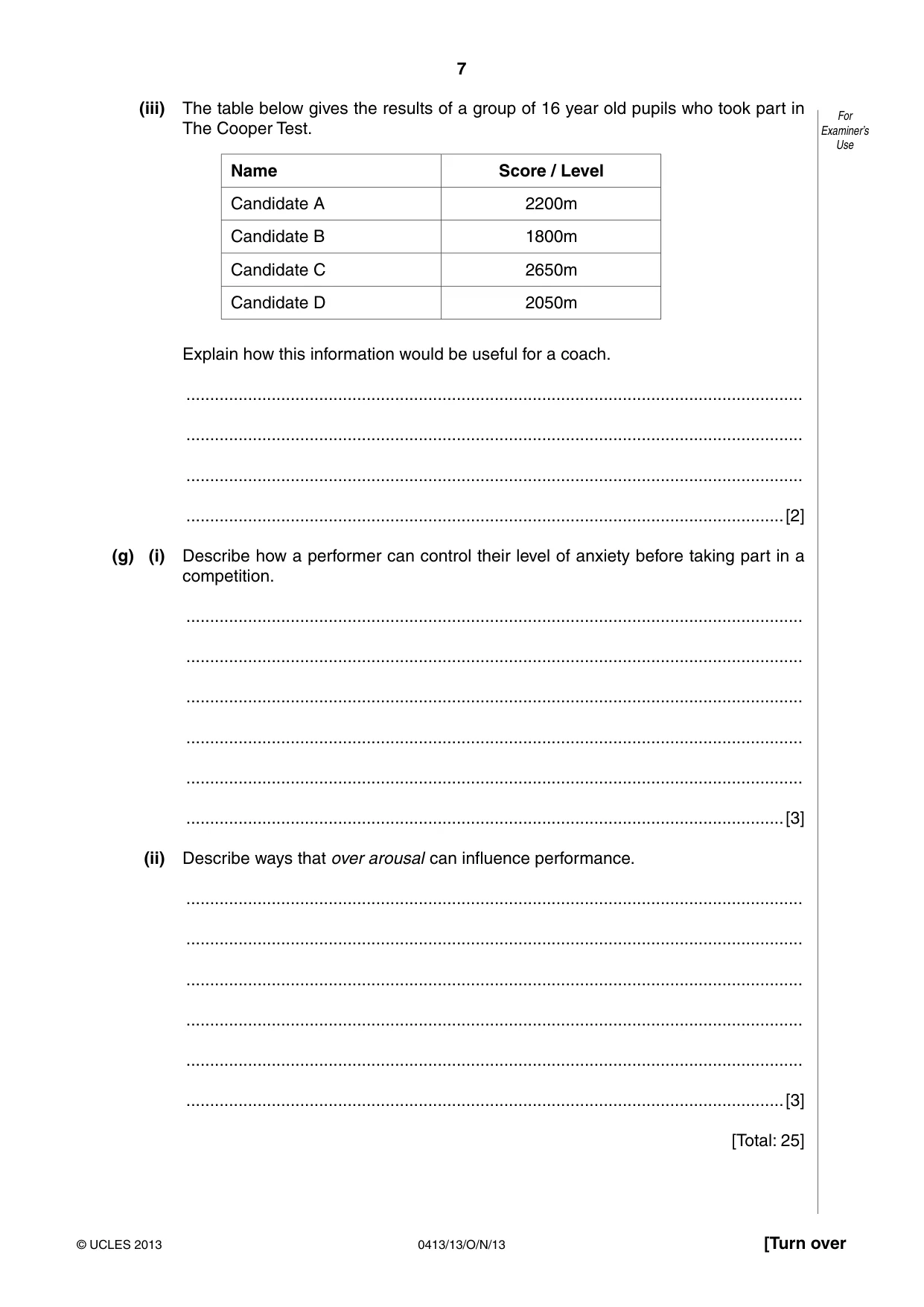 Cambridge IGCSE Physical Education 0413 2013 Oct/Nov Paper 1 · Variant 3 question paper, page 7 of 12
