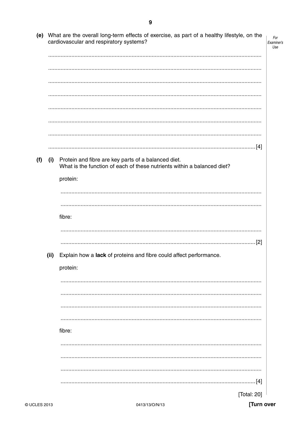 Cambridge IGCSE Physical Education 0413 2013 Oct/Nov Paper 1 · Variant 3 question paper, page 9 of 12