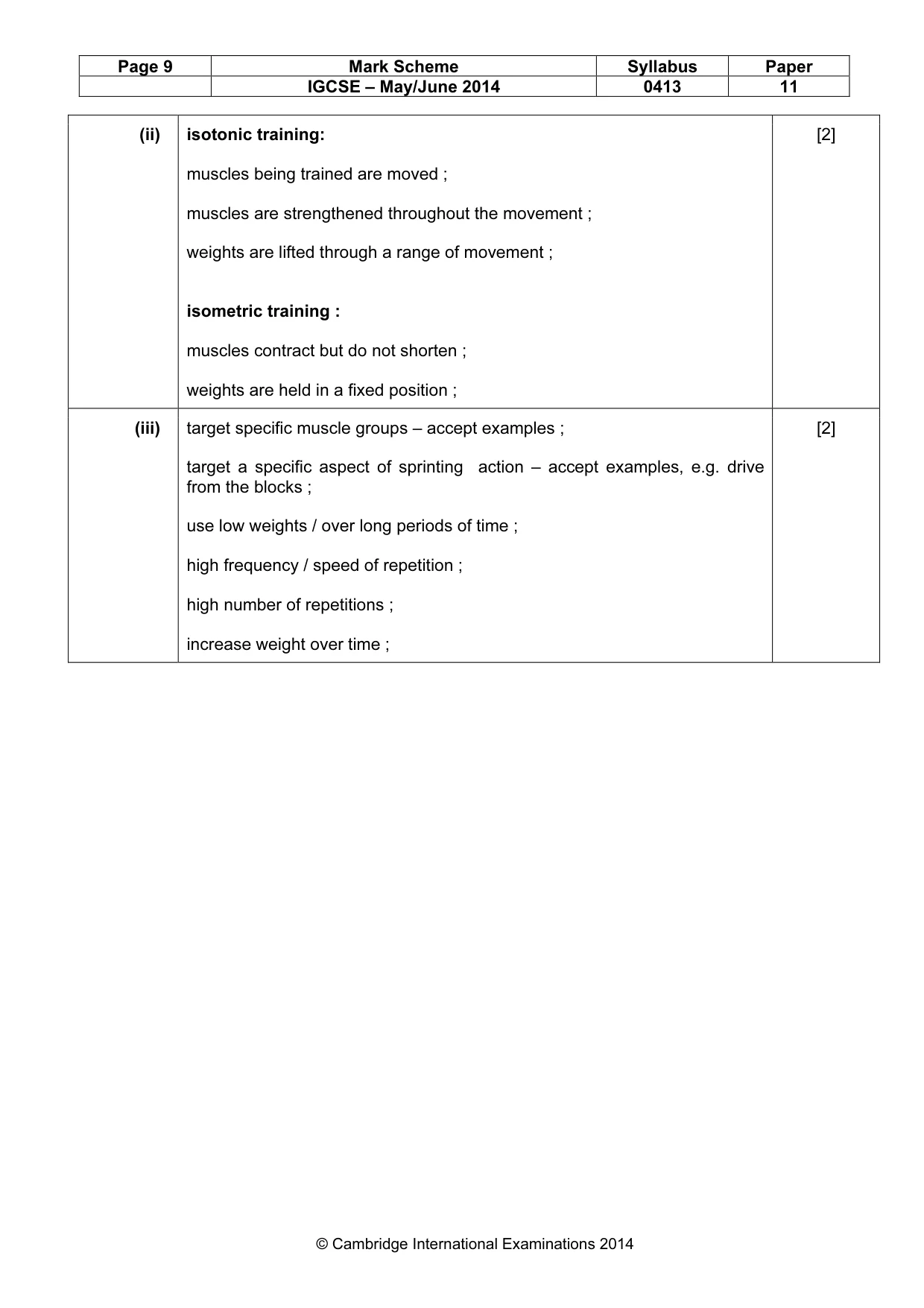 Mark scheme, page 9 of 12