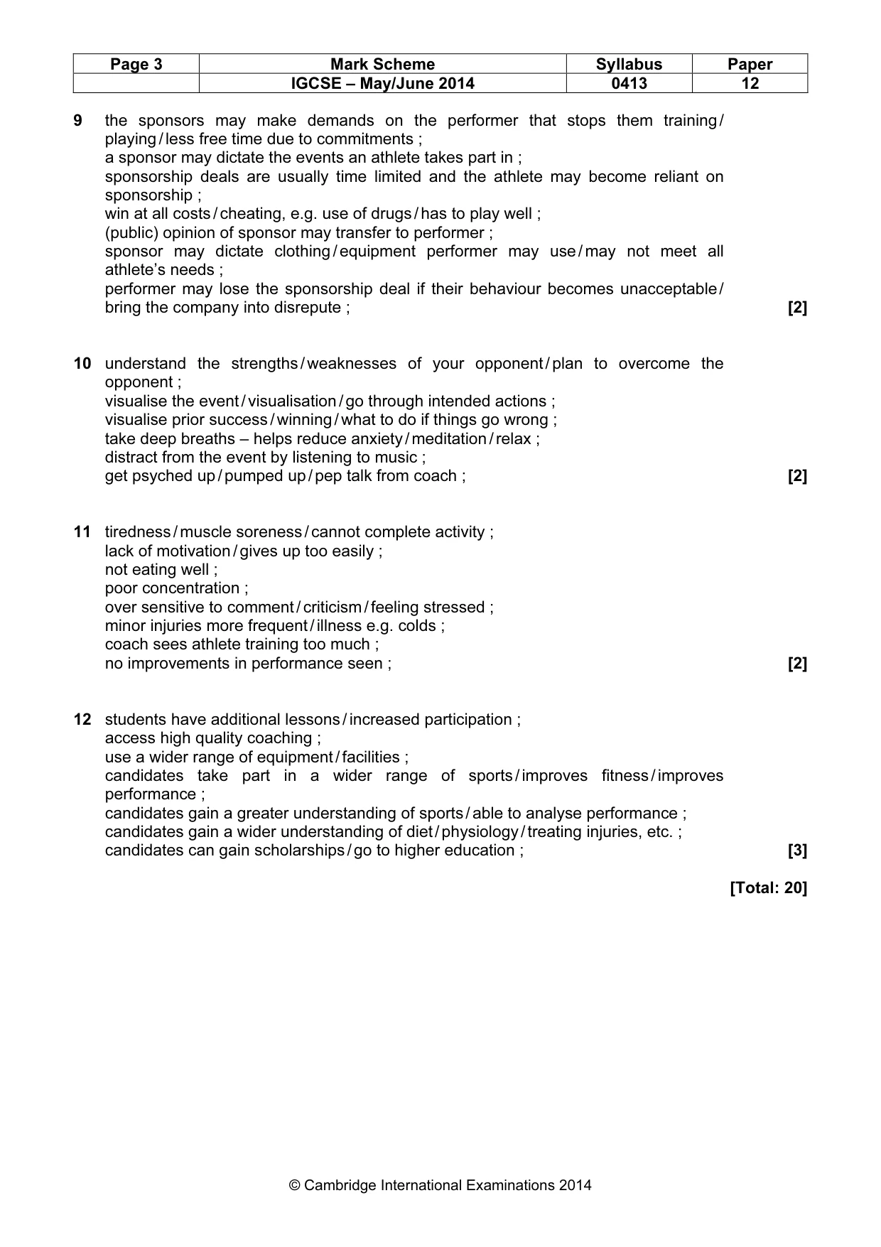 Mark scheme, page 3 of 9