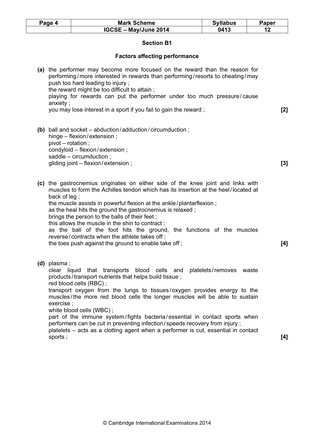 Mark scheme, page 4 of 9