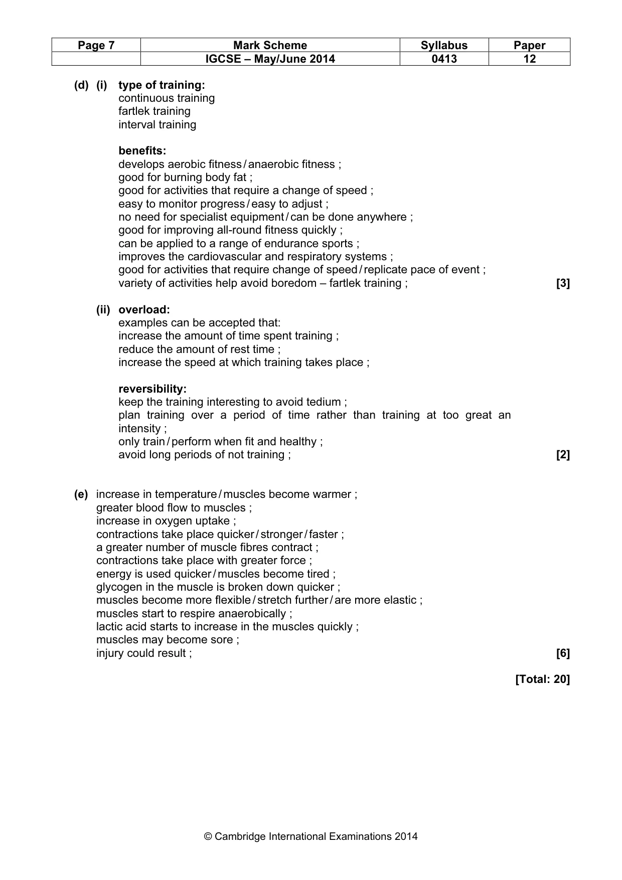 Mark scheme, page 7 of 9