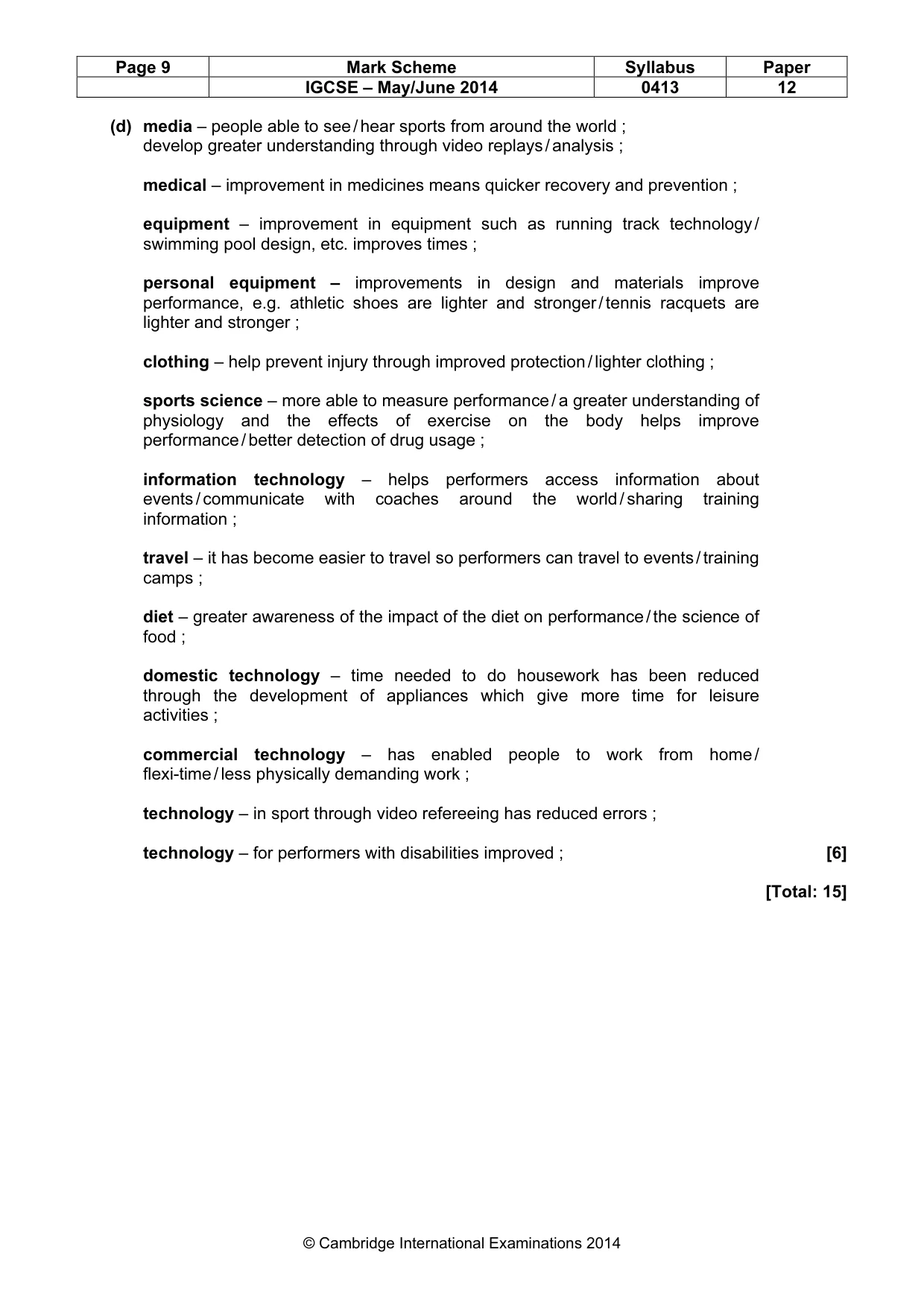 Mark scheme, page 9 of 9