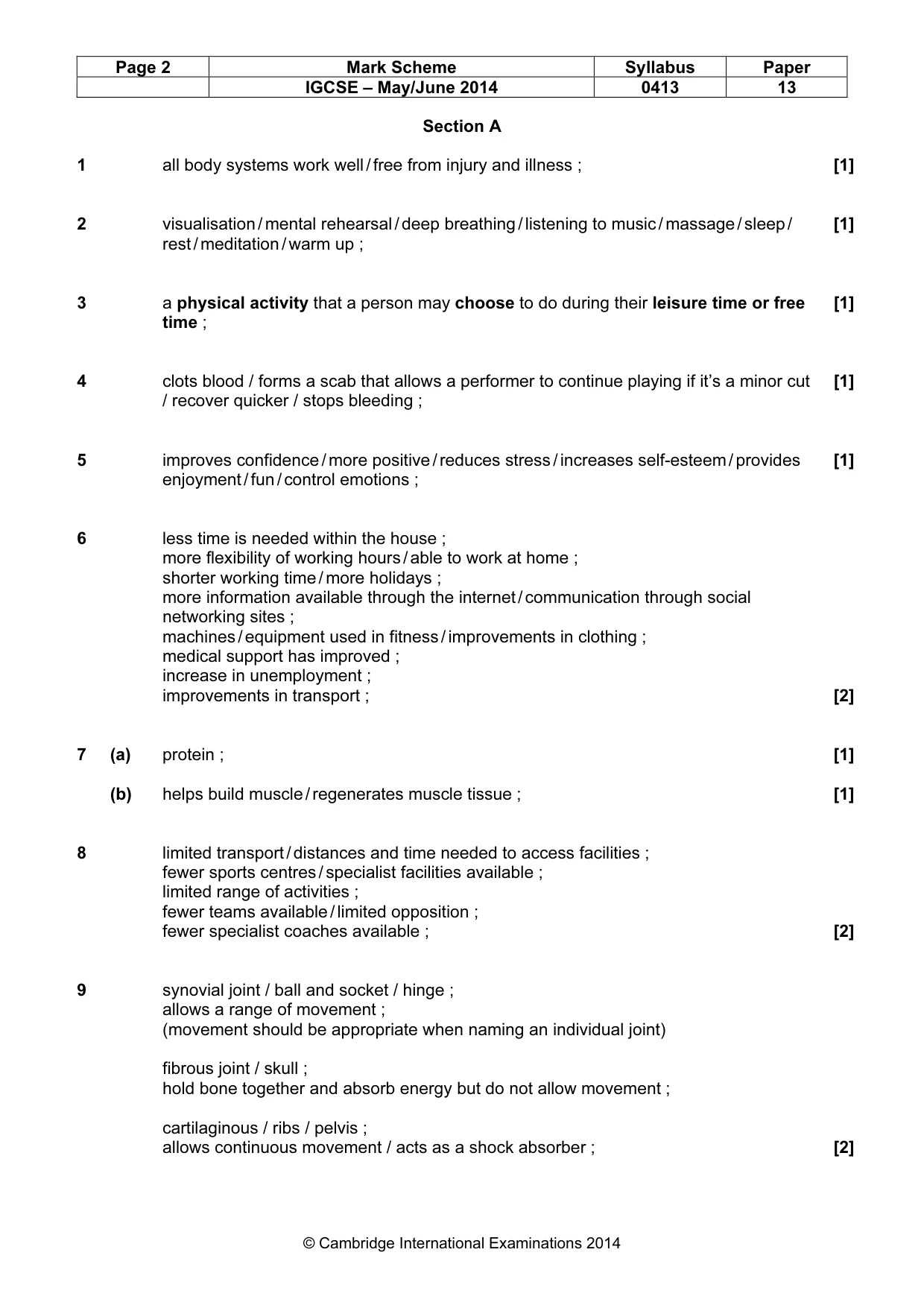 Mark scheme, page 2 of 9