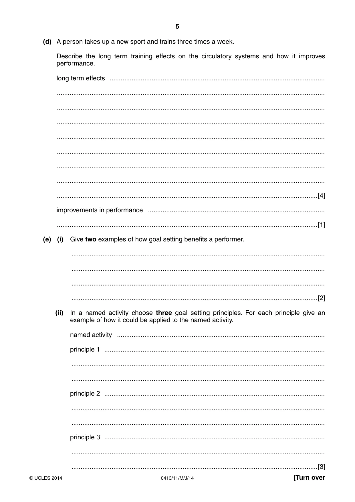 Cambridge IGCSE Physical Education 0413 2014 May/June Paper 1 · Variant 1 question paper, page 5 of 12
