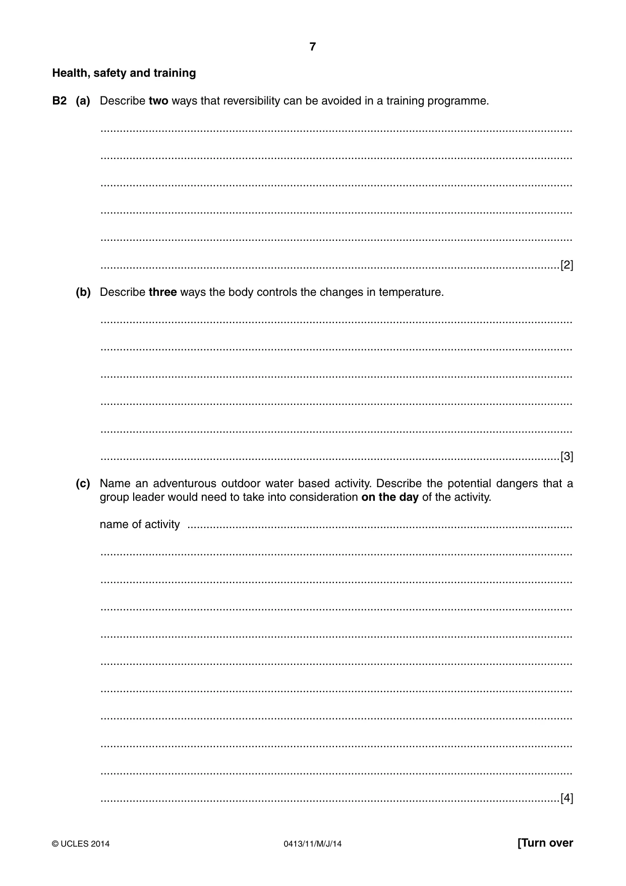 Cambridge IGCSE Physical Education 0413 2014 May/June Paper 1 · Variant 1 question paper, page 7 of 12