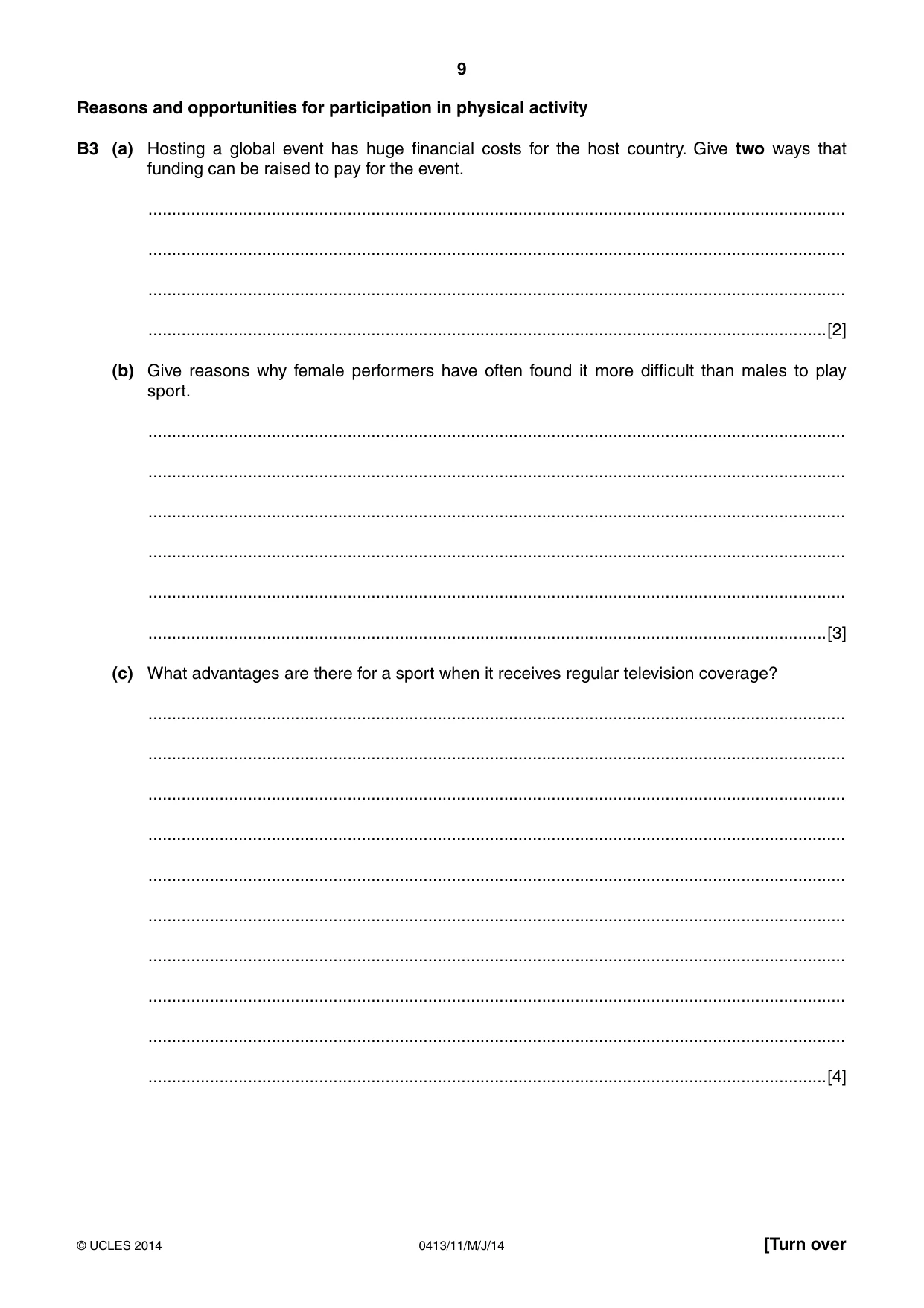 Cambridge IGCSE Physical Education 0413 2014 May/June Paper 1 · Variant 1 question paper, page 9 of 12