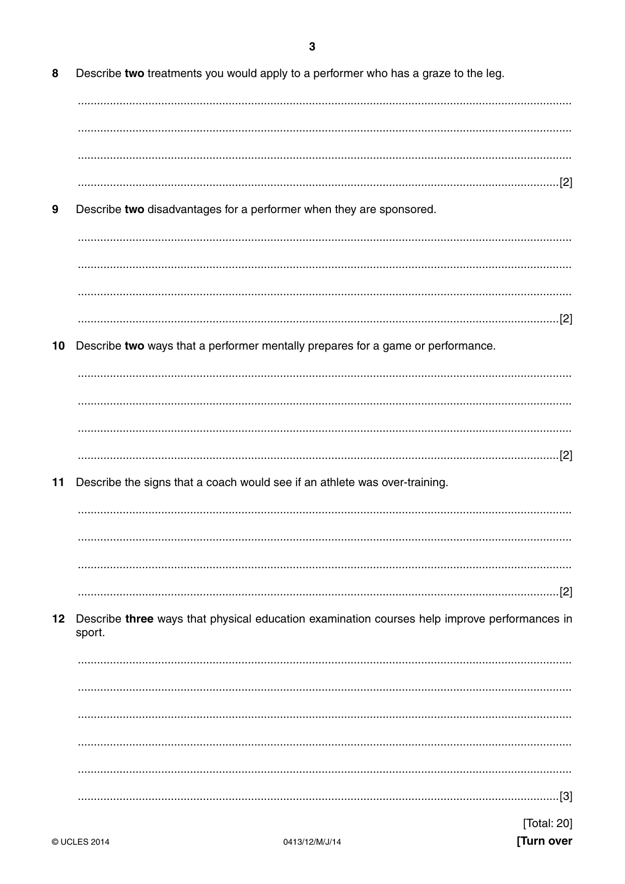 Cambridge IGCSE Physical Education 0413 2014 May/June Paper 1 · Variant 2 question paper, page 3 of 12