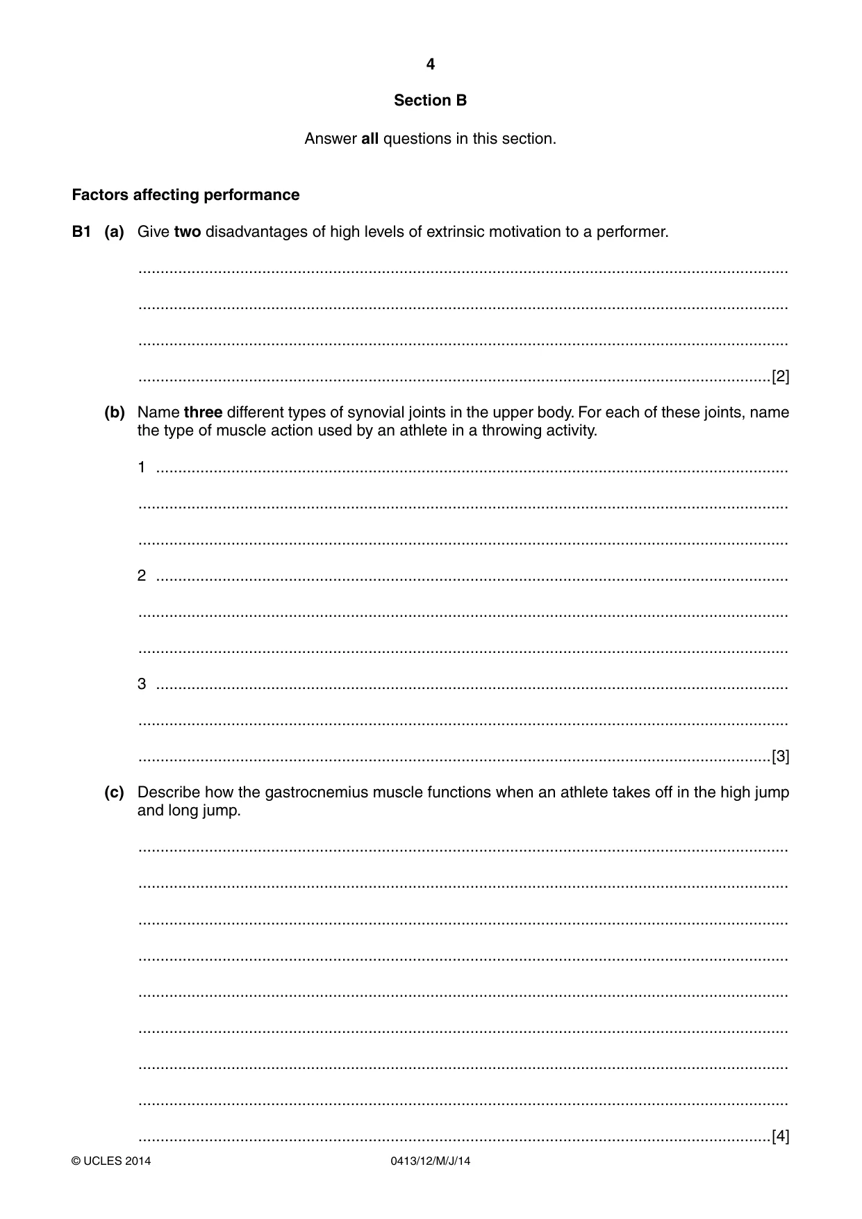 Cambridge IGCSE Physical Education 0413 2014 May/June Paper 1 · Variant 2 question paper, page 4 of 12