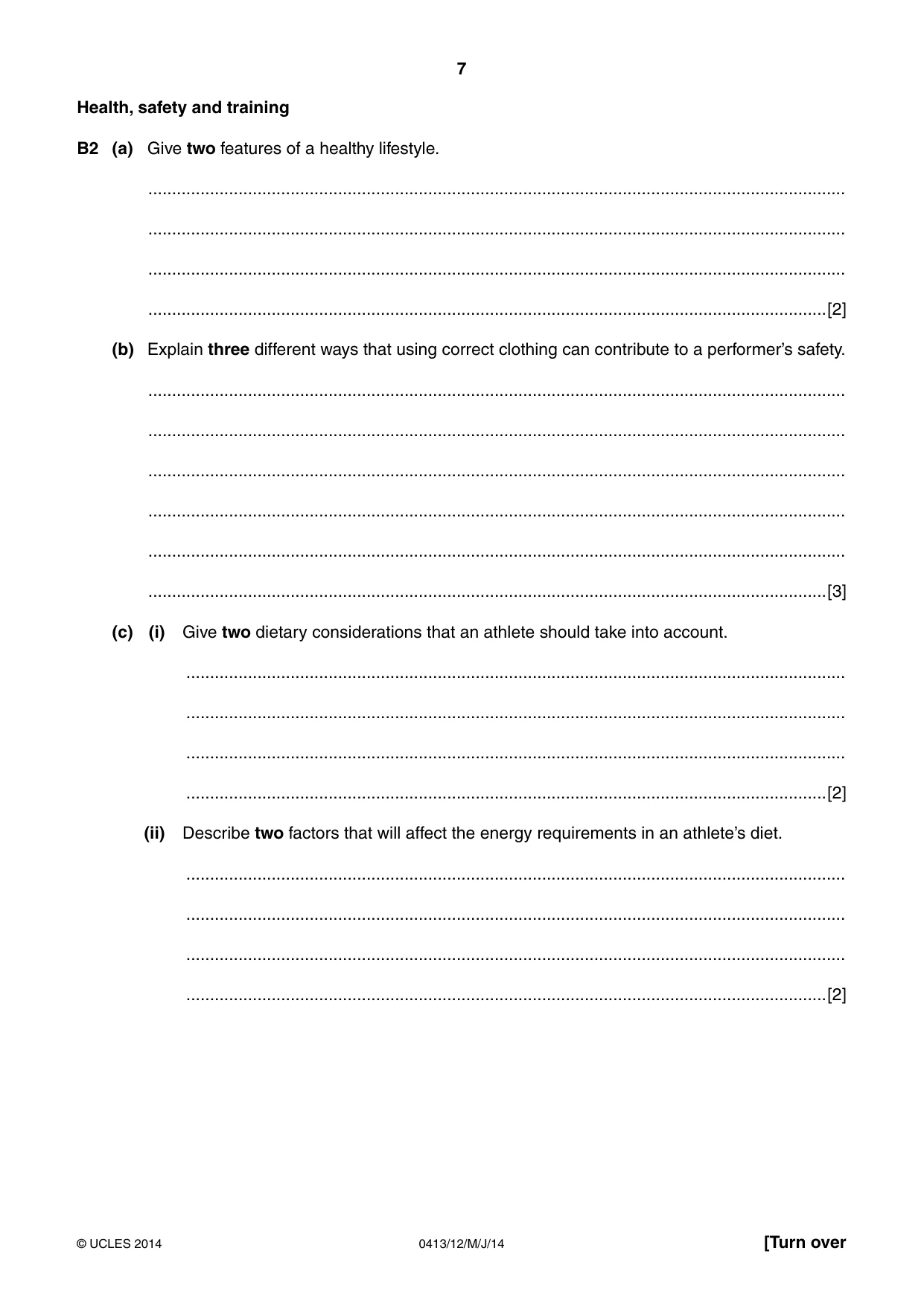 Cambridge IGCSE Physical Education 0413 2014 May/June Paper 1 · Variant 2 question paper, page 7 of 12