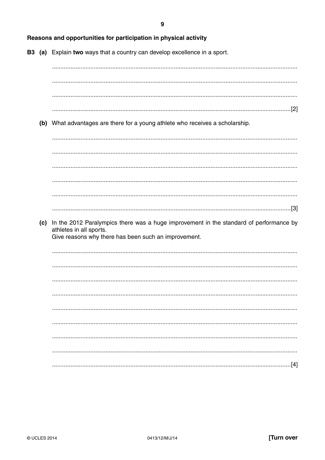 Cambridge IGCSE Physical Education 0413 2014 May/June Paper 1 · Variant 2 question paper, page 9 of 12