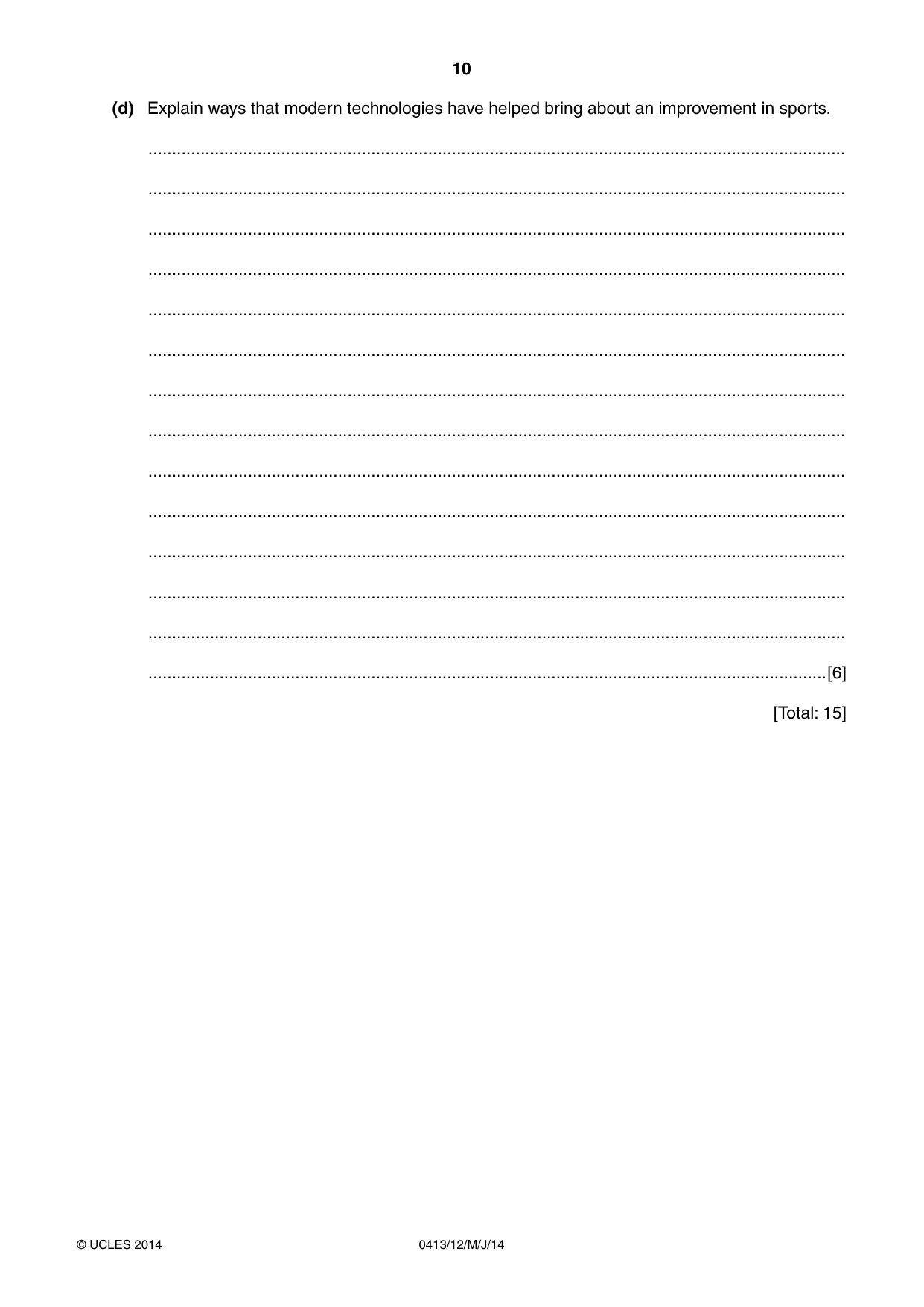 Cambridge IGCSE Physical Education 0413 2014 May/June Paper 1 · Variant 2 question paper, page 10 of 12