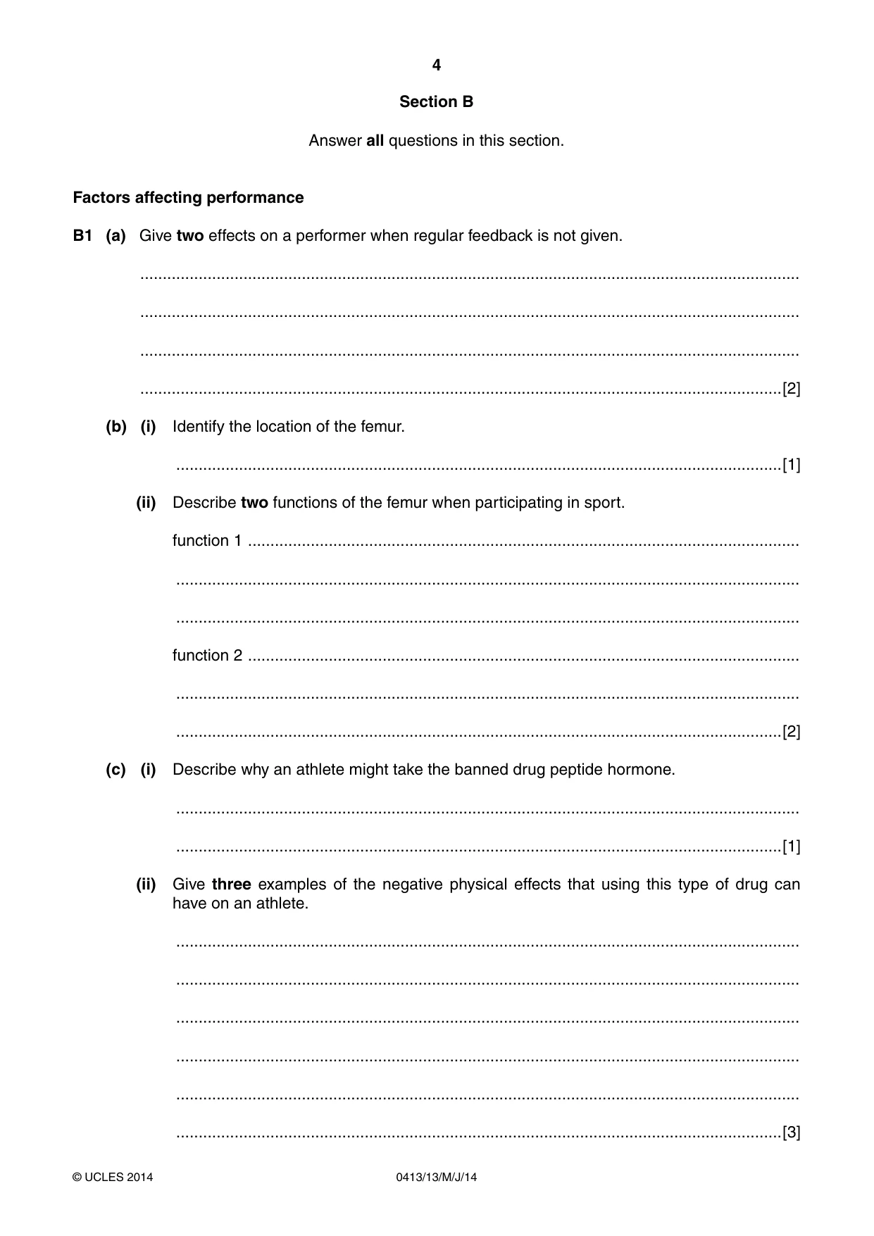 Cambridge IGCSE Physical Education 0413 2014 May/June Paper 1 · Variant 3 question paper, page 4 of 12