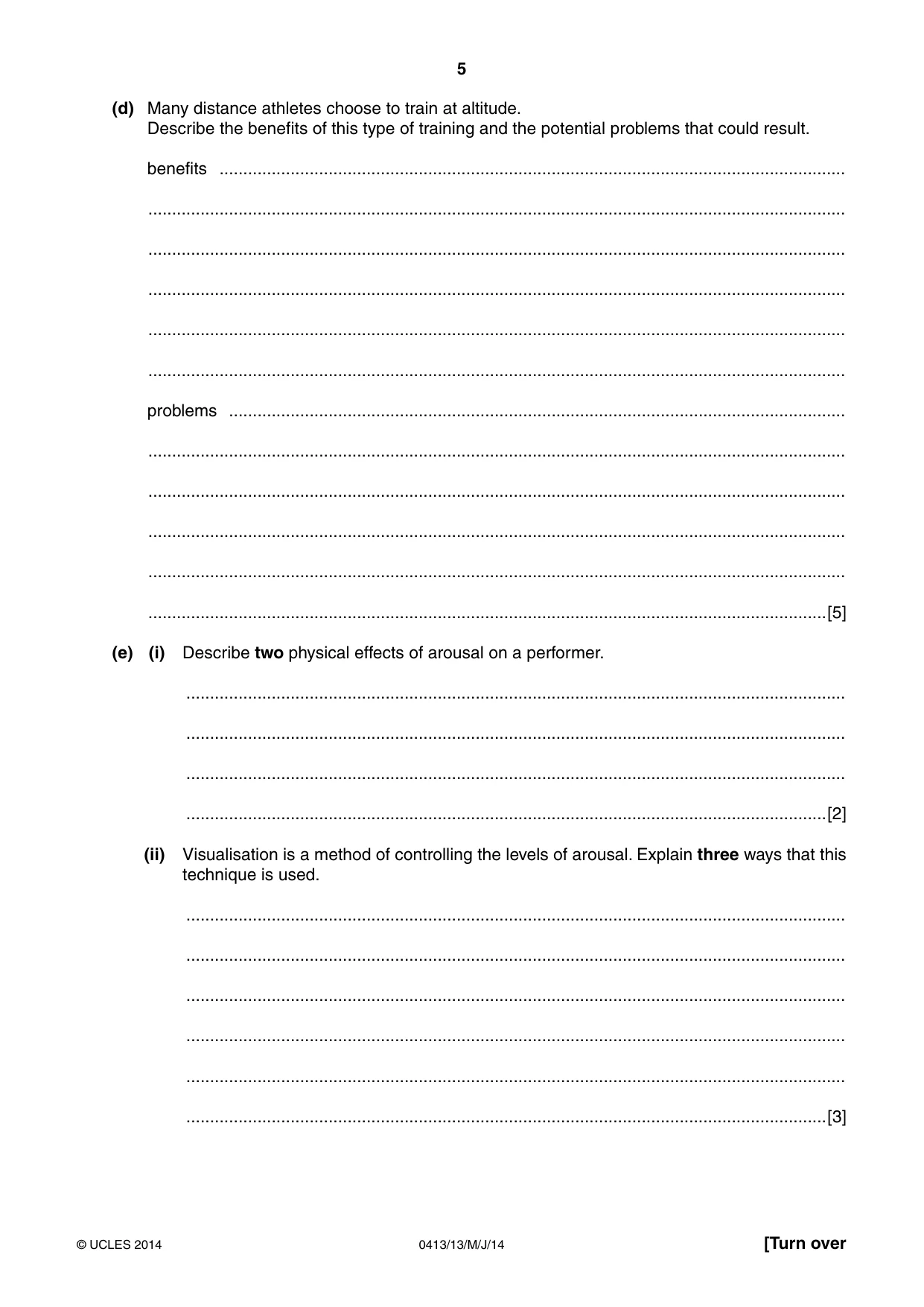 Cambridge IGCSE Physical Education 0413 2014 May/June Paper 1 · Variant 3 question paper, page 5 of 12